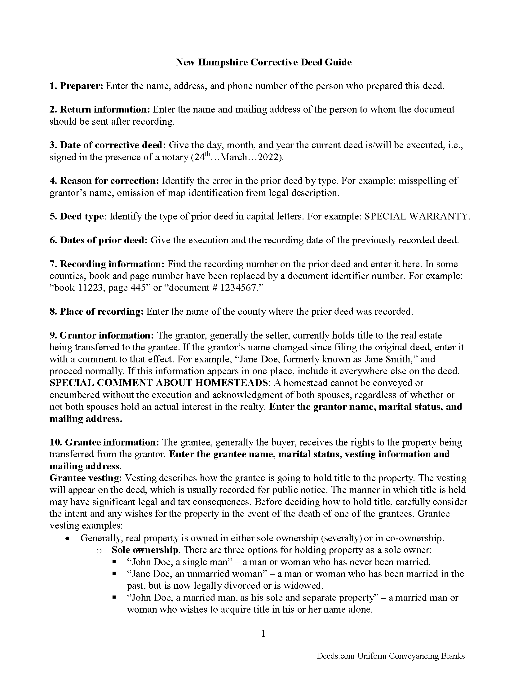Merrimack County Correction Deed Guide