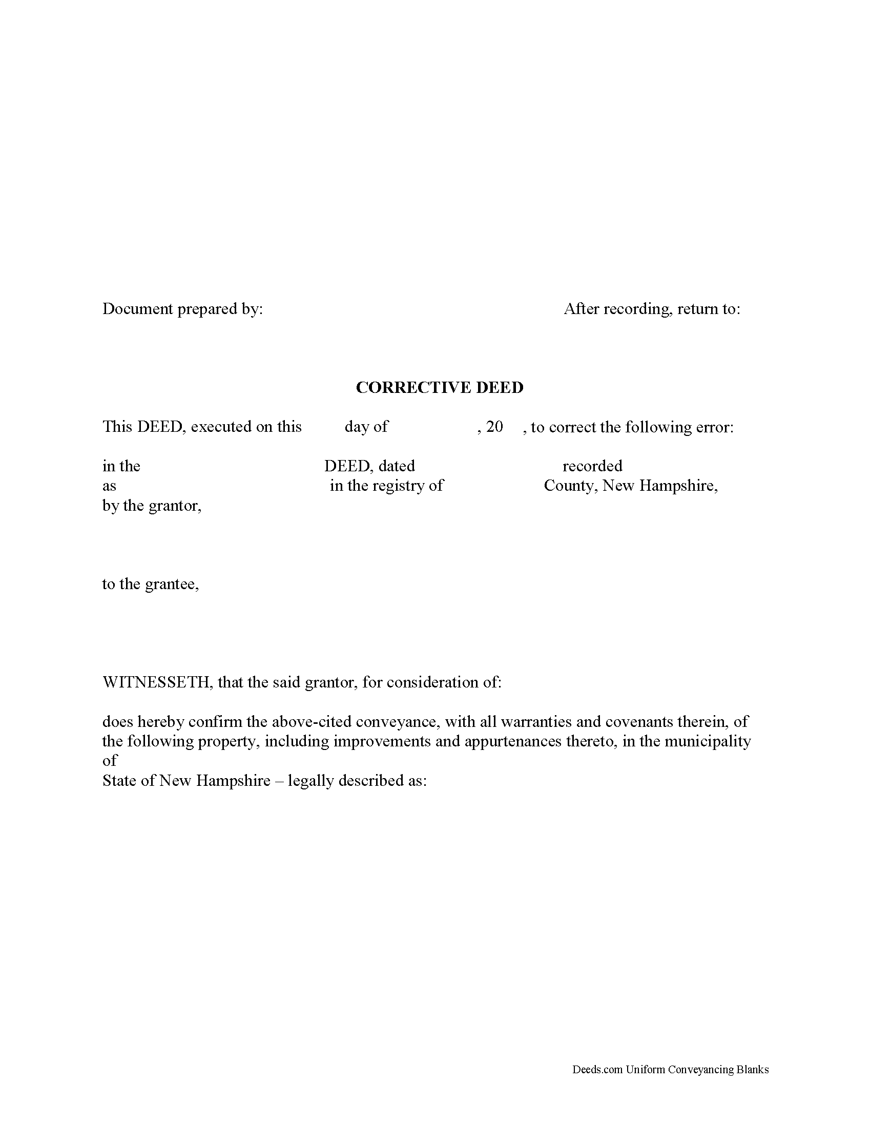 Merrimack County Correction Deed Form