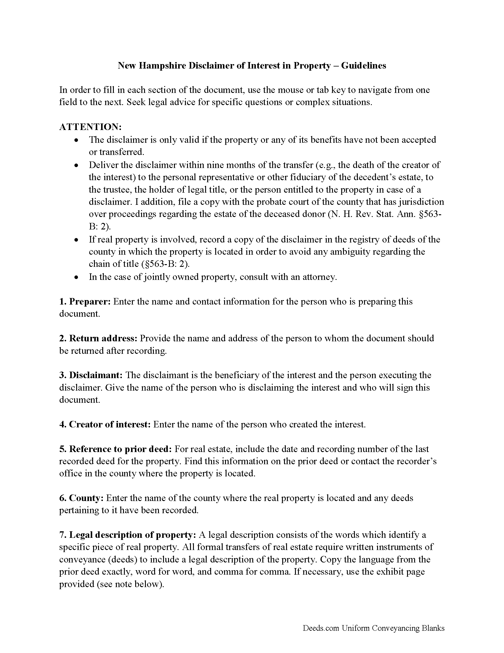 Merrimack County Disclaimer of Interest Guide