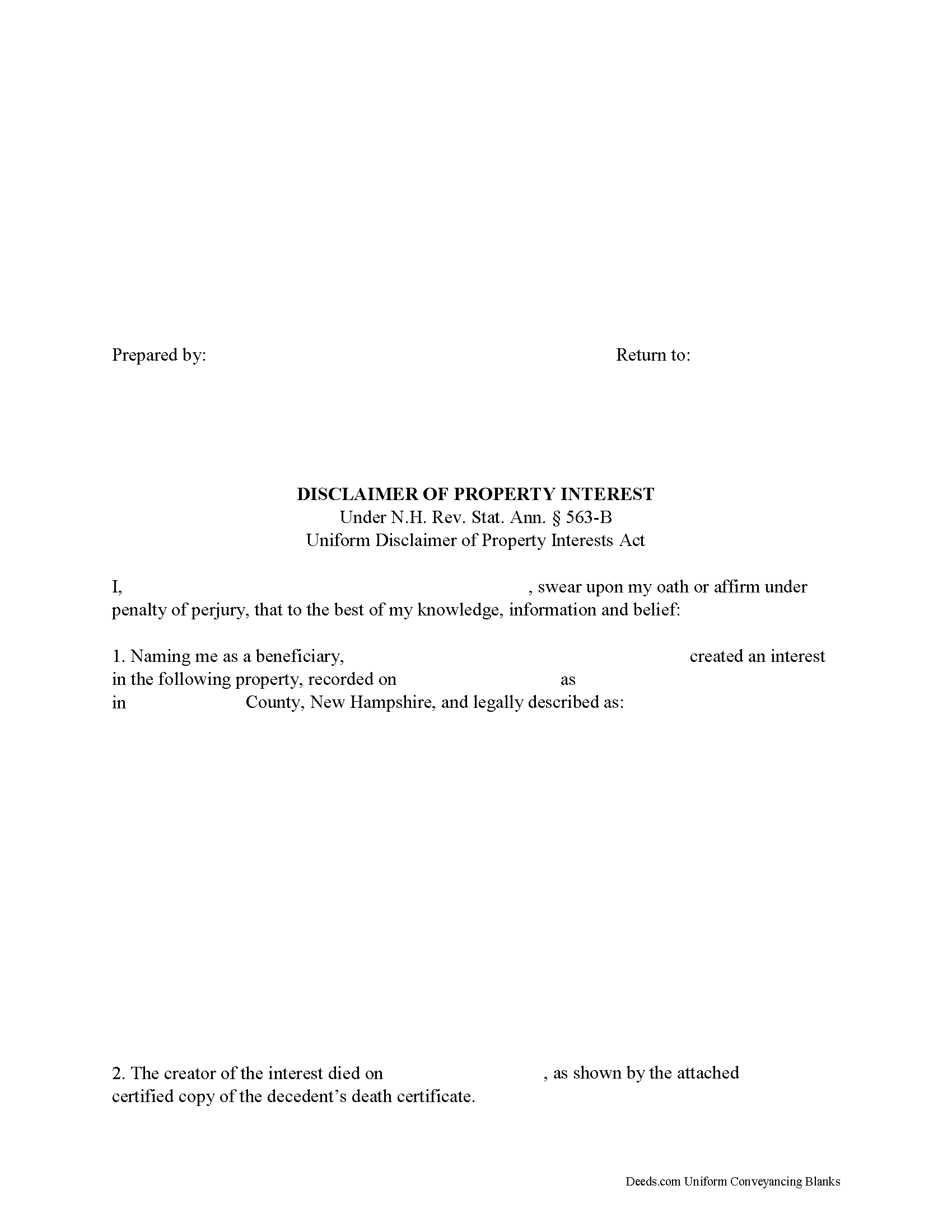 Merrimack County Disclaimer of Interest Form