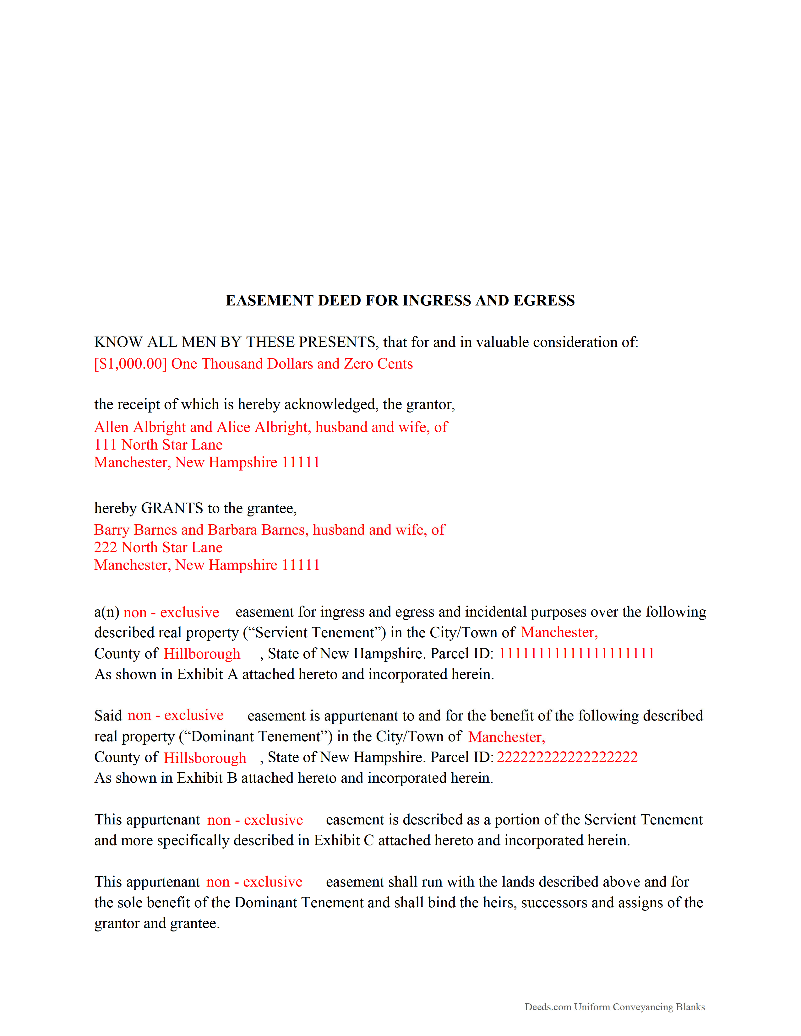 Rockingham County Completed Example of the Easement Deed Document