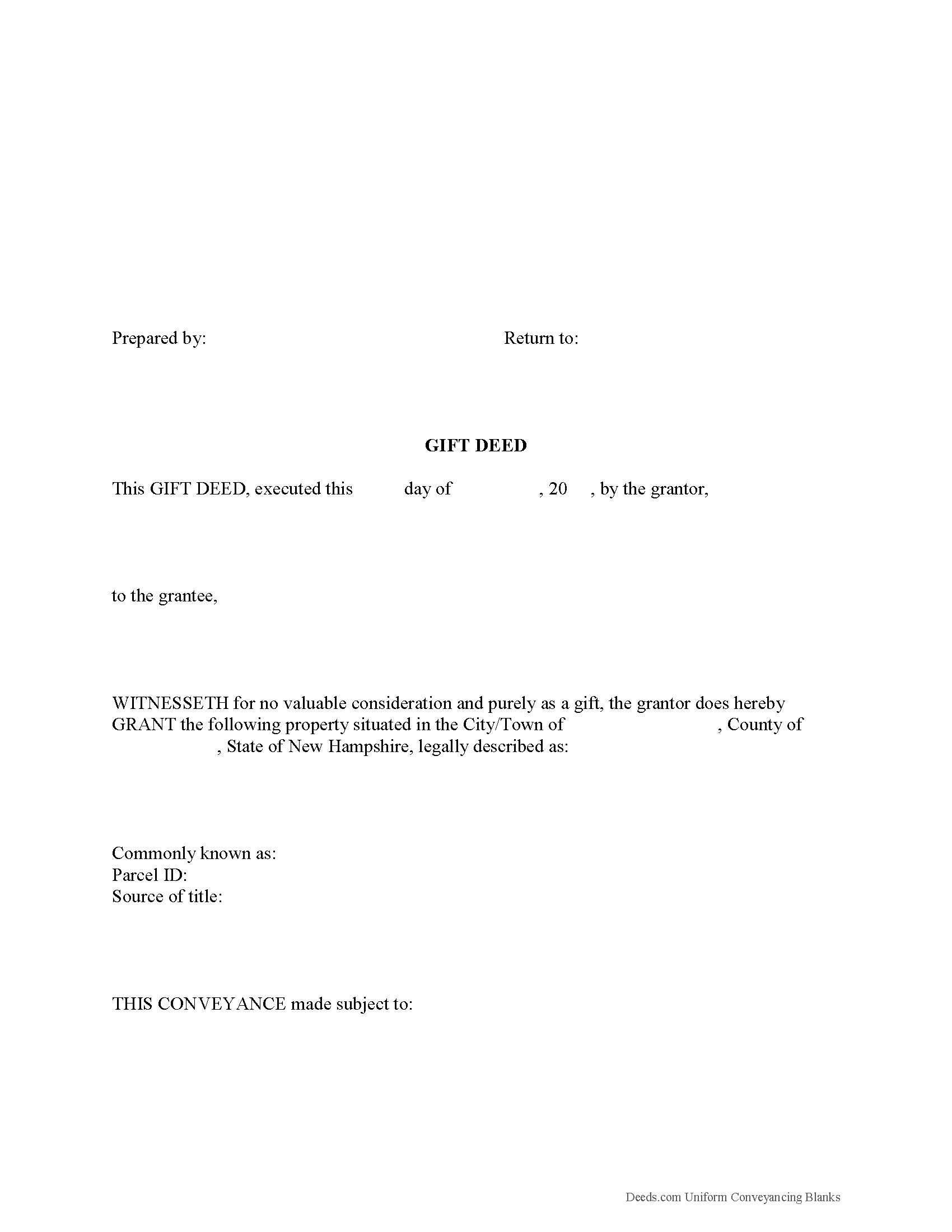 Merrimack County Gift Deed Form