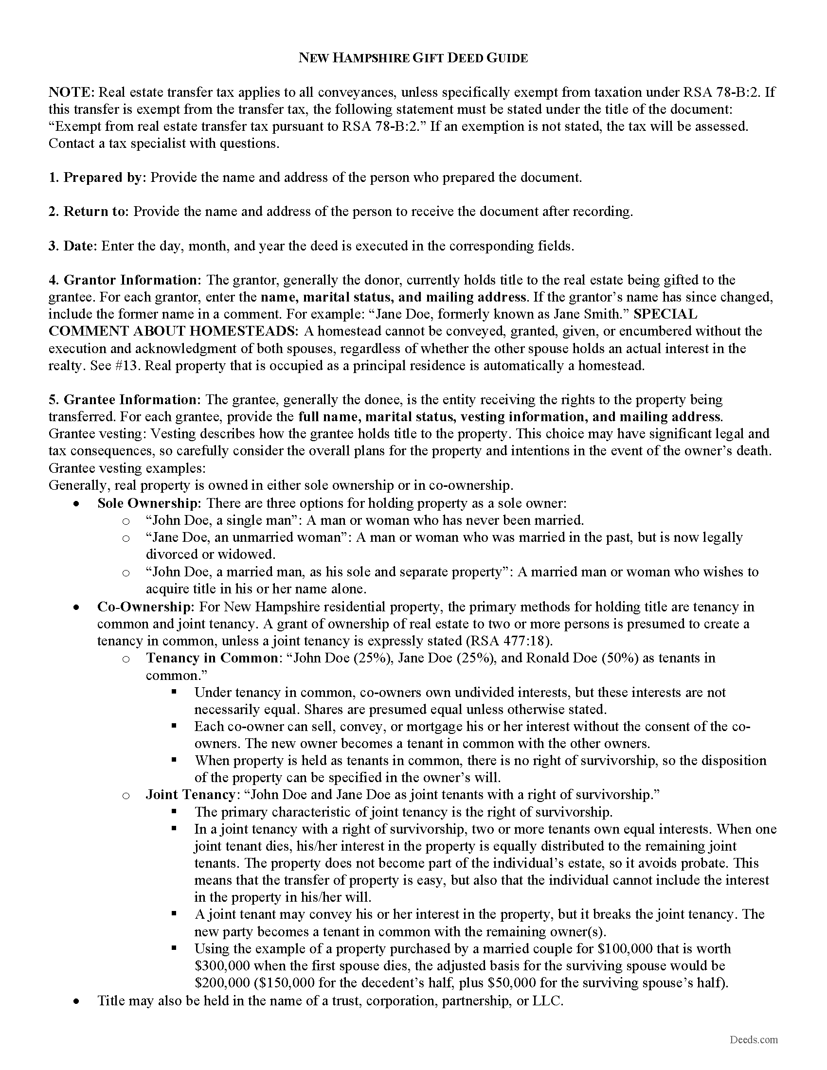 Merrimack County Gift Deed Guide