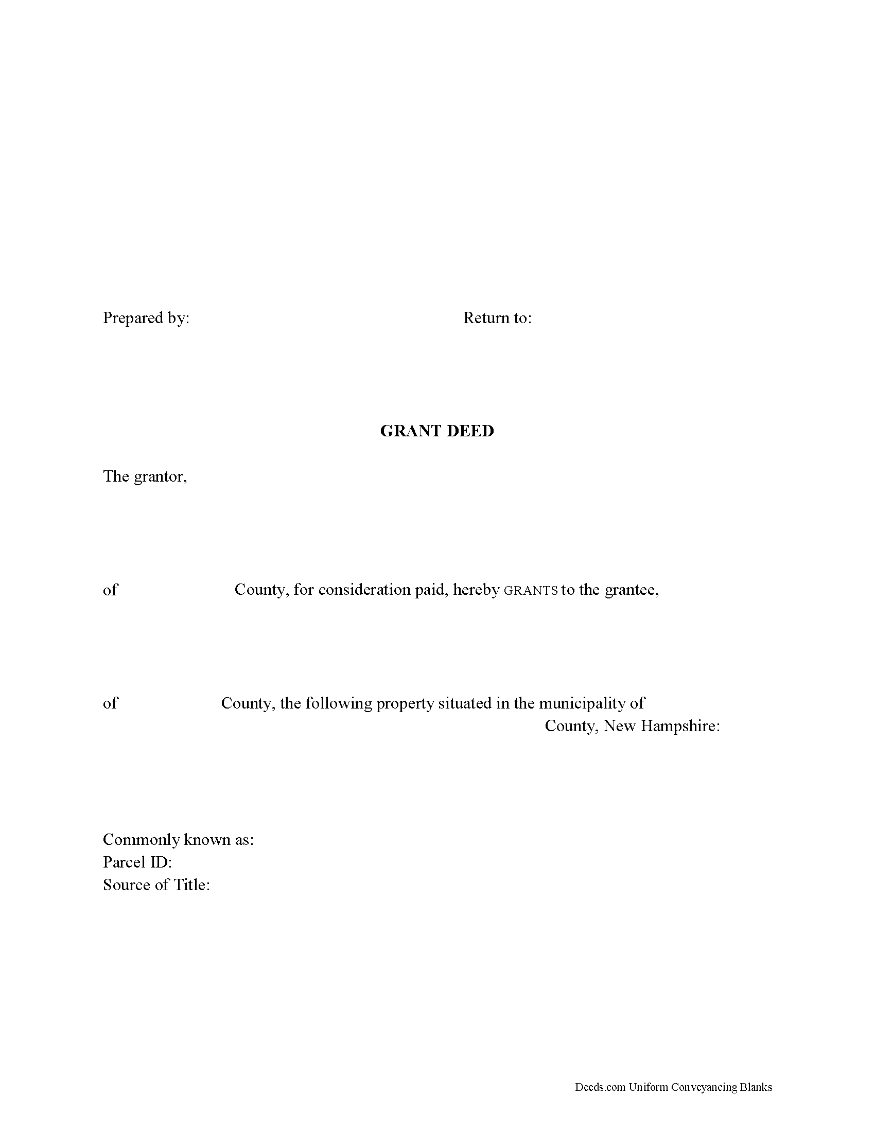 Merrimack County Grant Deed Form