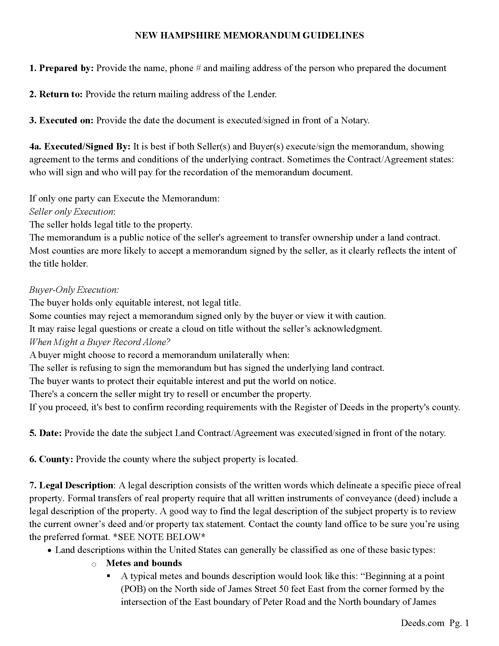 Merrimack County Memorandum and Notice of Agreement Guide