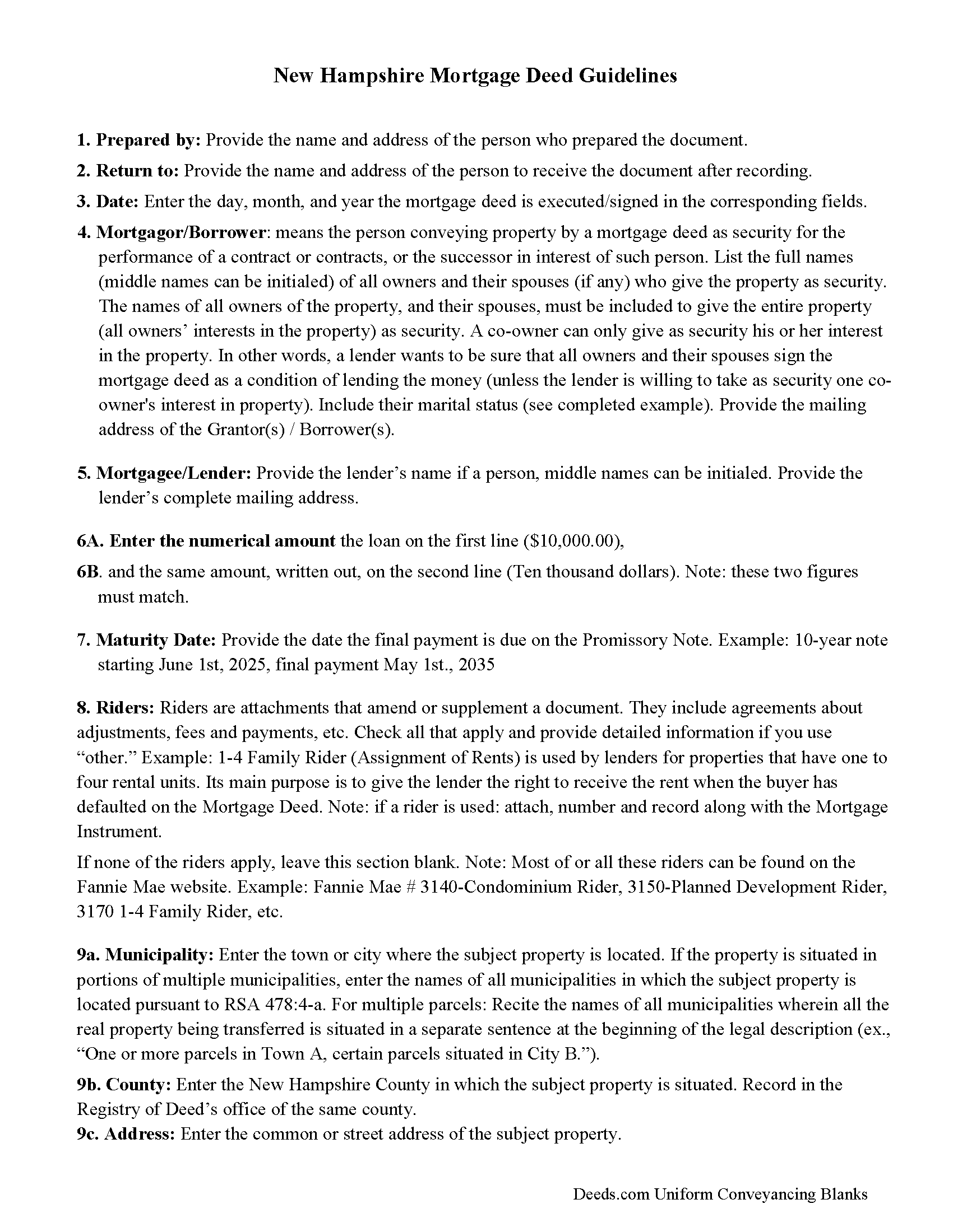 Merrimack County Promissory Note Guidelines