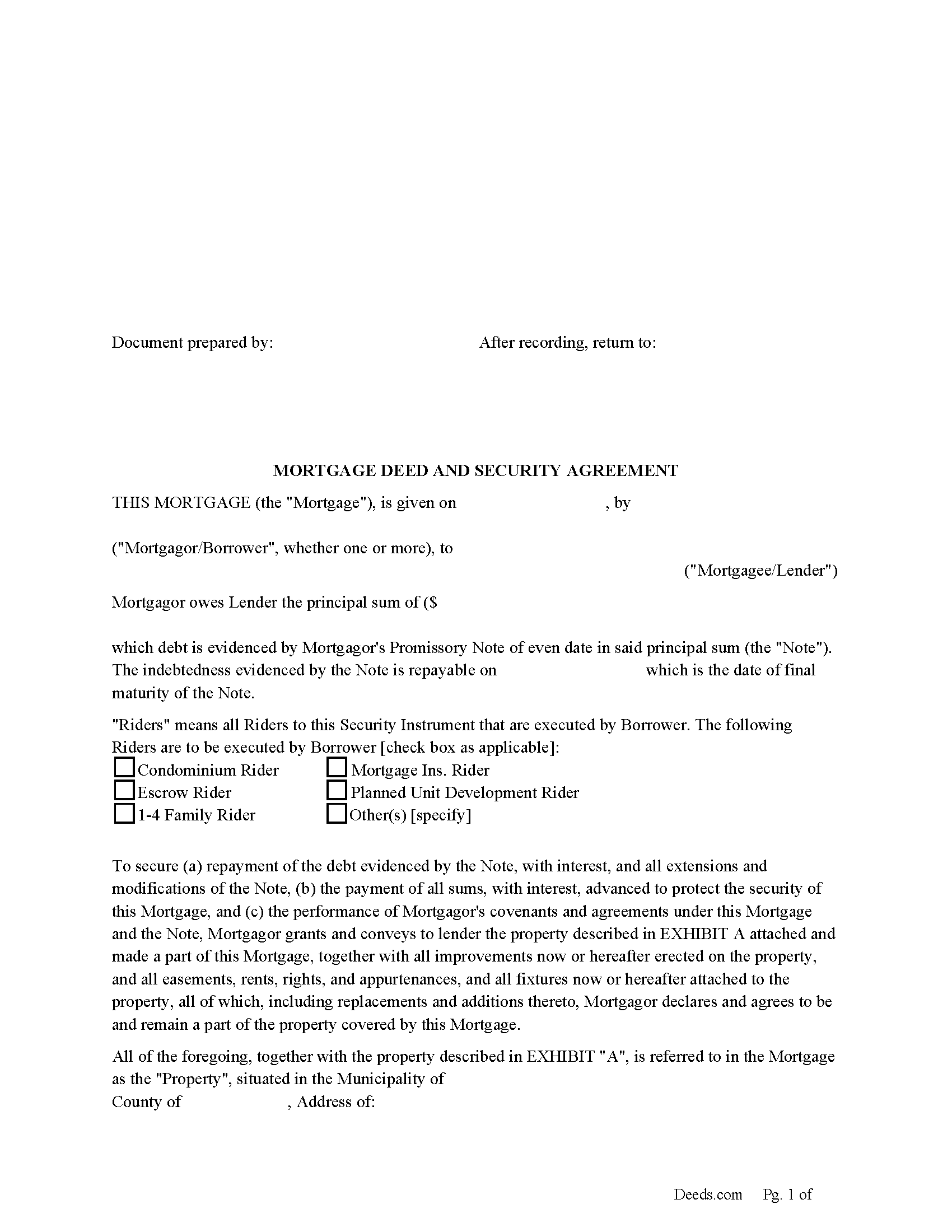 Mortgage Deed Form