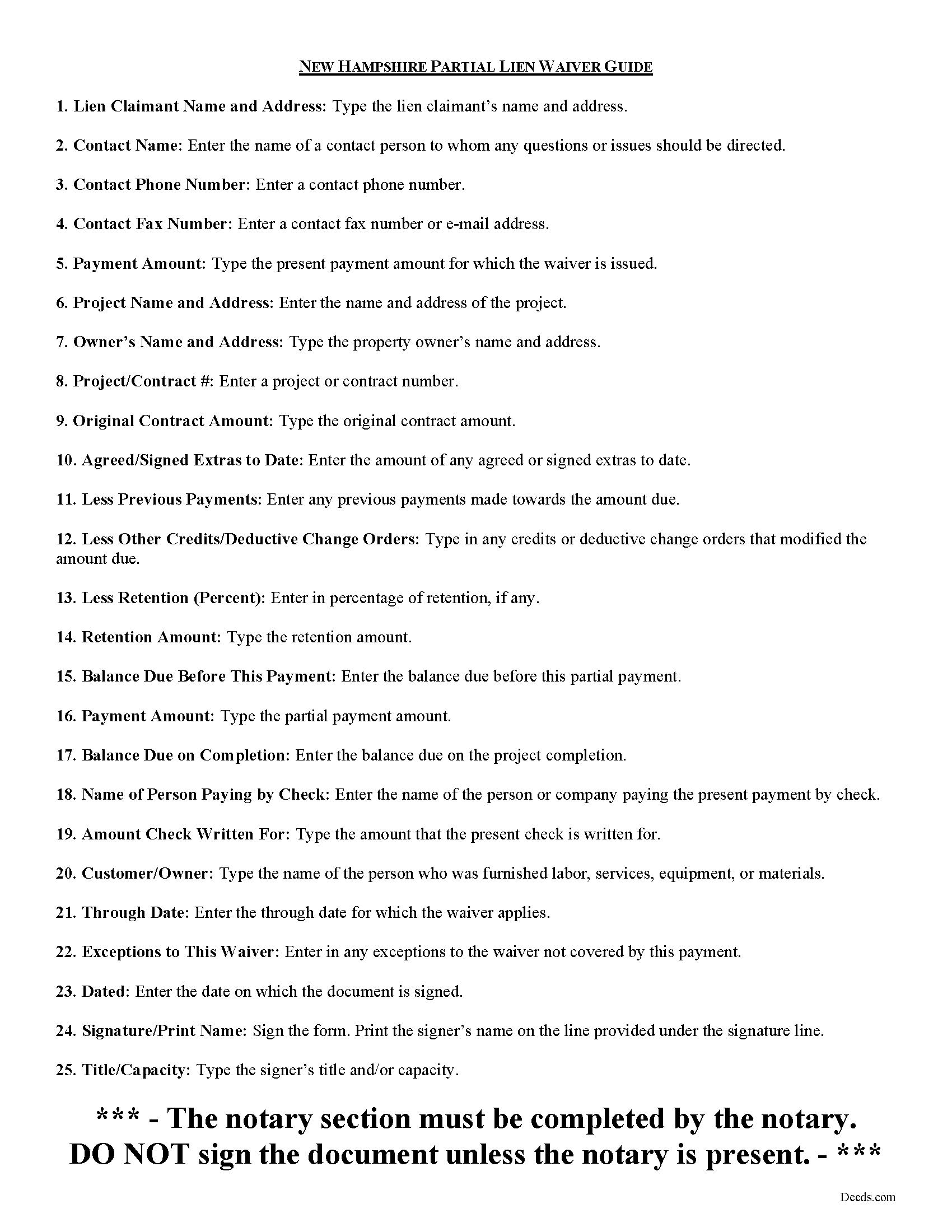 Merrimack County Partial Lien Waiver Guide