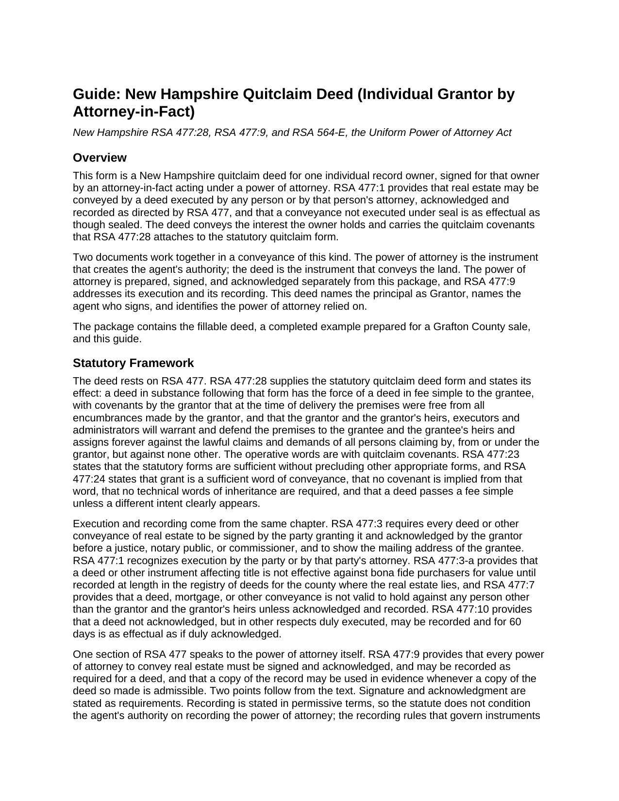 Hillsborough County Quitclaim Deed (Individual Grantor by Attorney-in-Fact) Guide