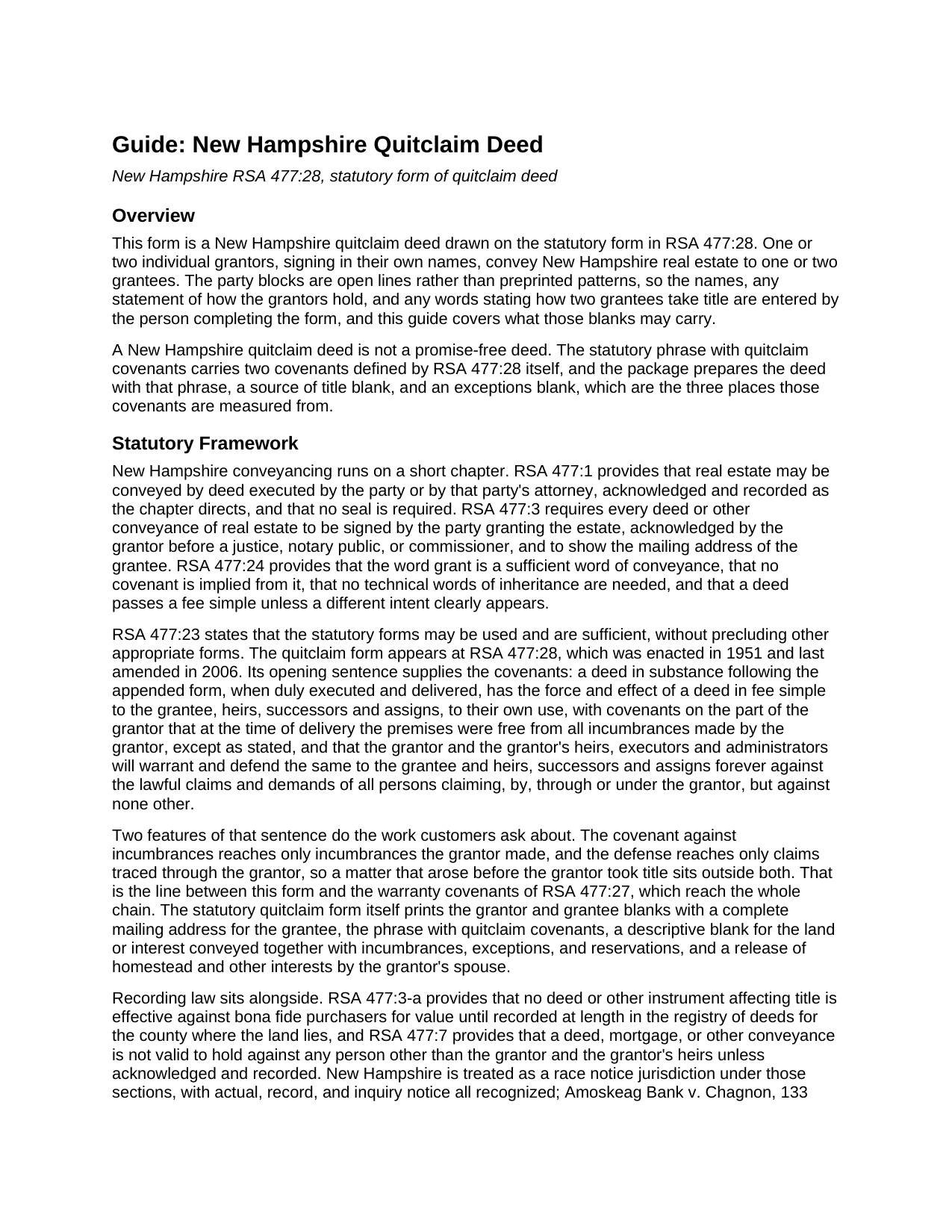 Cheshire County Quitclaim Deed Guide