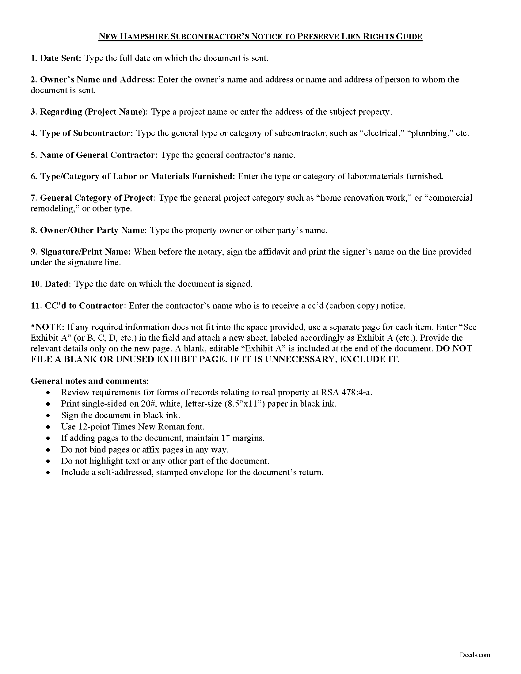 Merrimack County Subcontractor Notice Guide