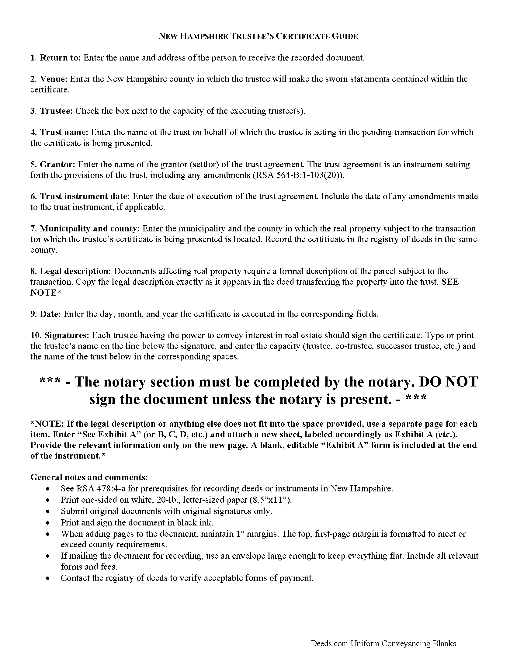 Merrimack County Trustee Certificate Guide