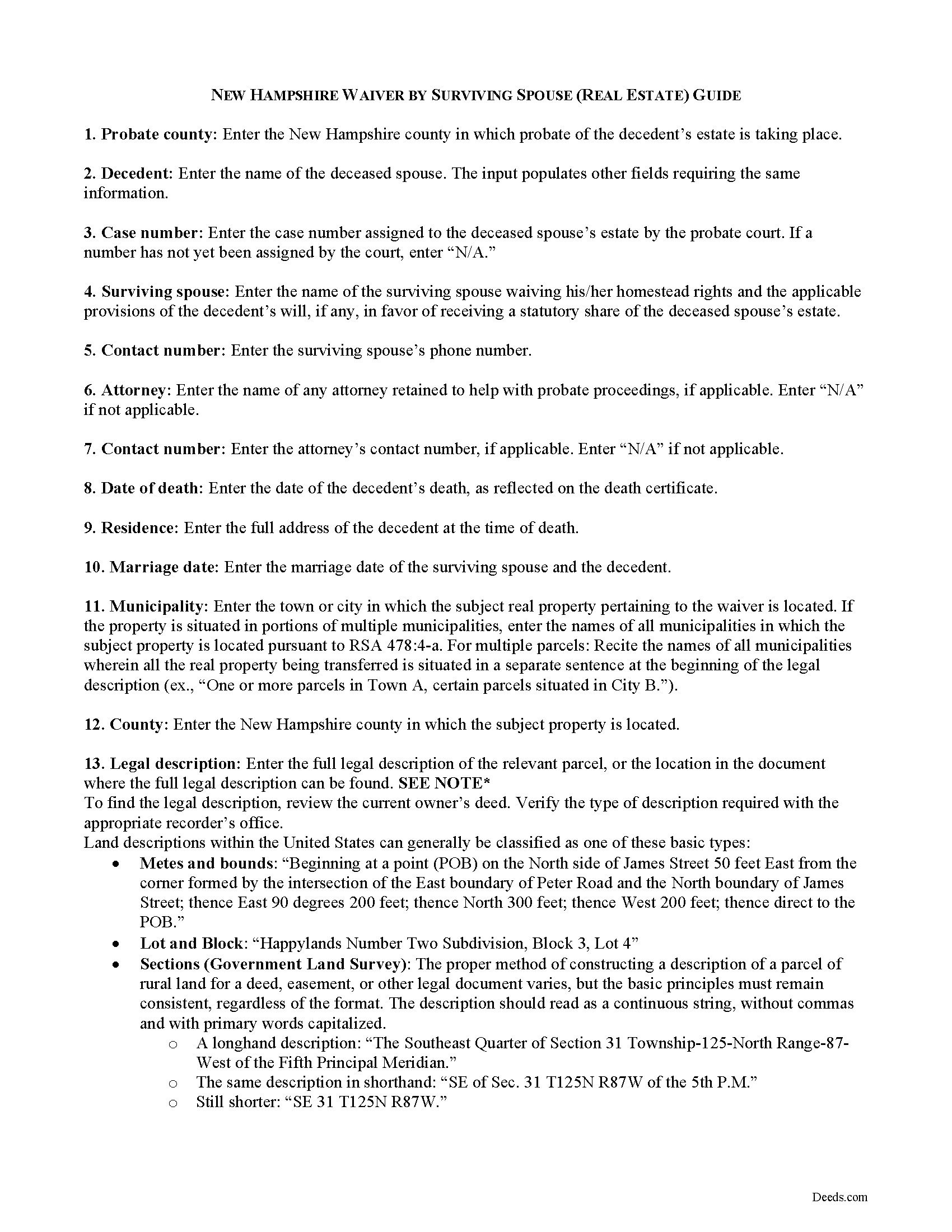 Merrimack County Waiver by Surviving Spouse Guide