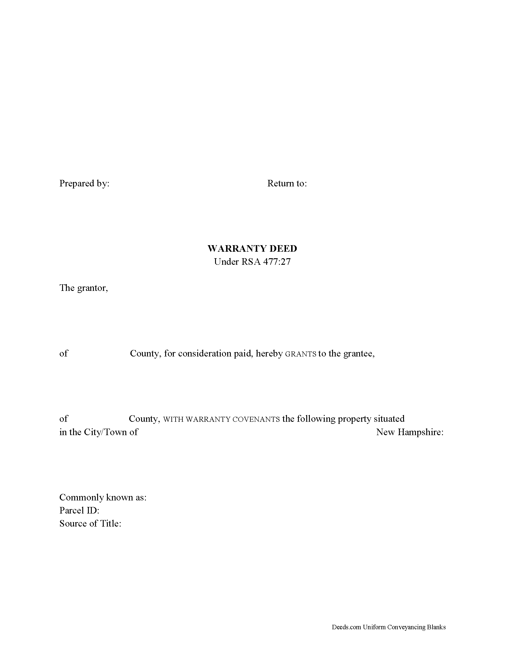 Sullivan County Warranty Deed Form
