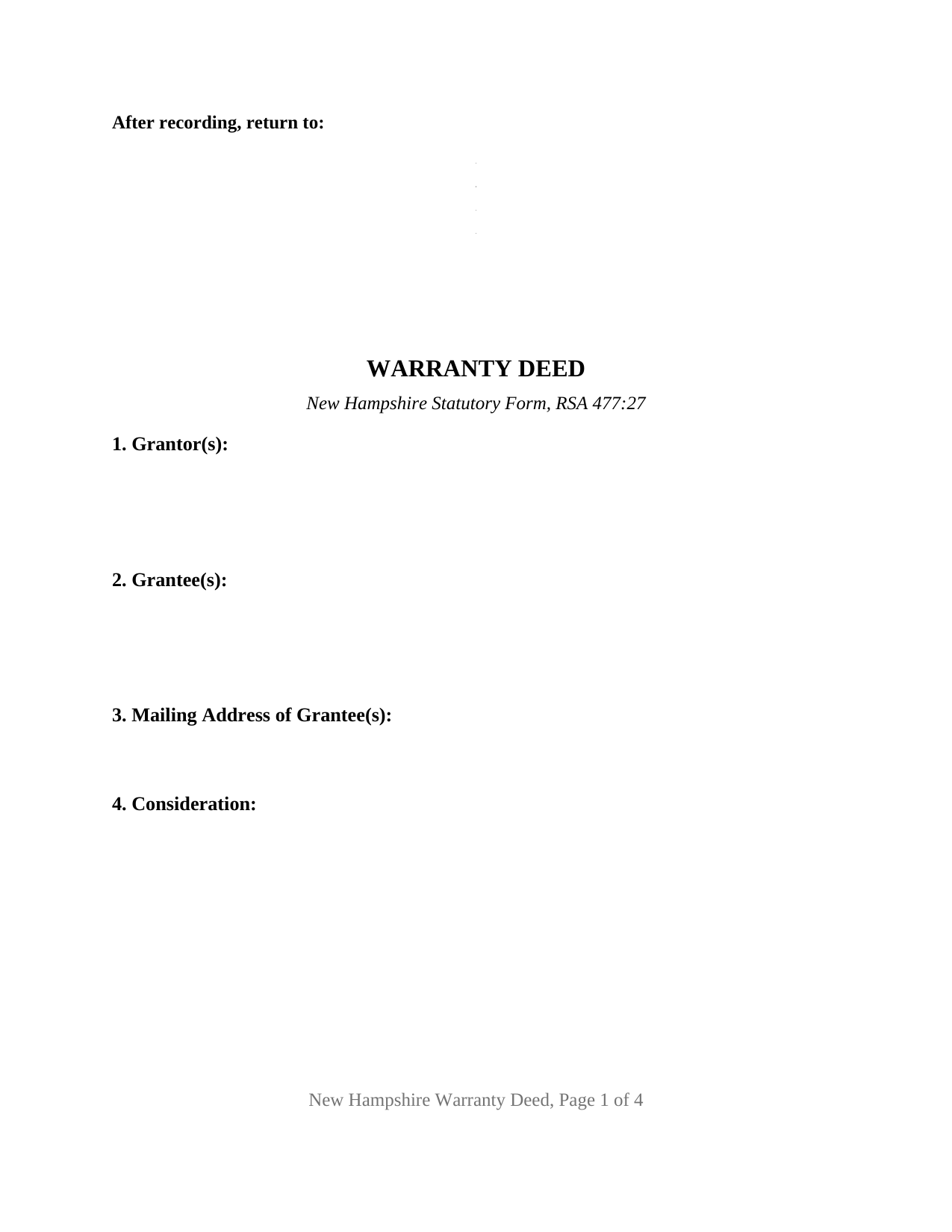 Grafton County Warranty Deed Form