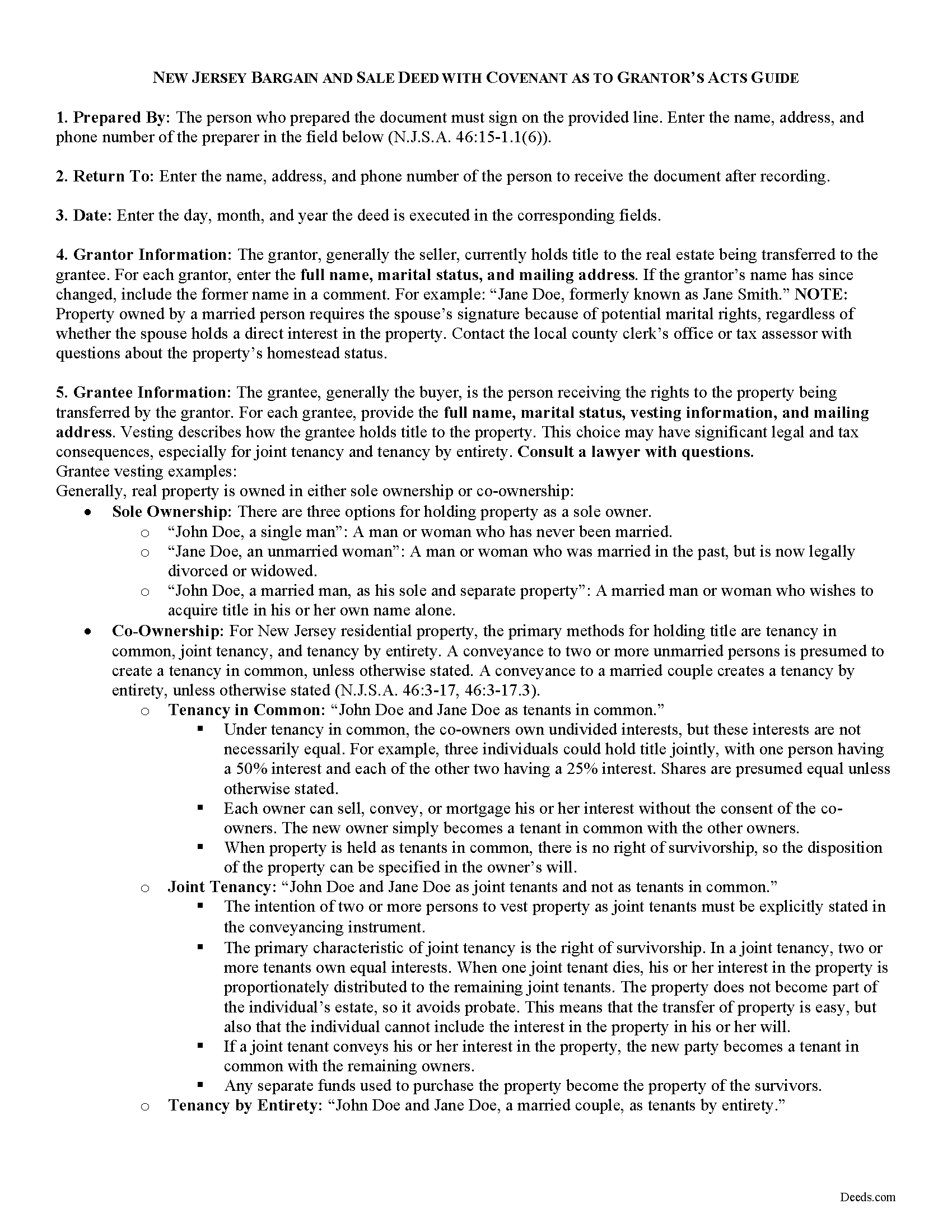 Ocean County Bargain and Sale Deed Guide