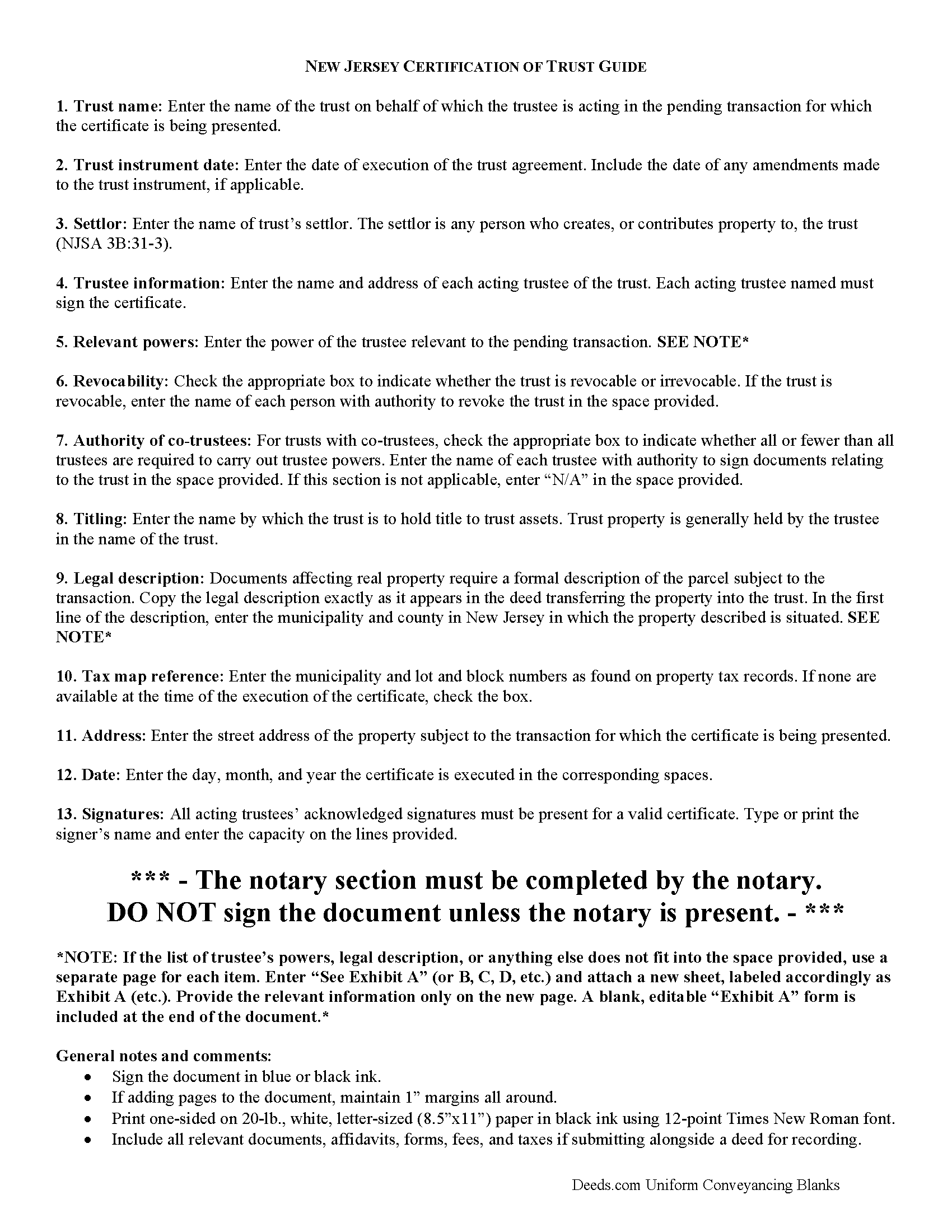 Warren County Certificate of Trust Guide