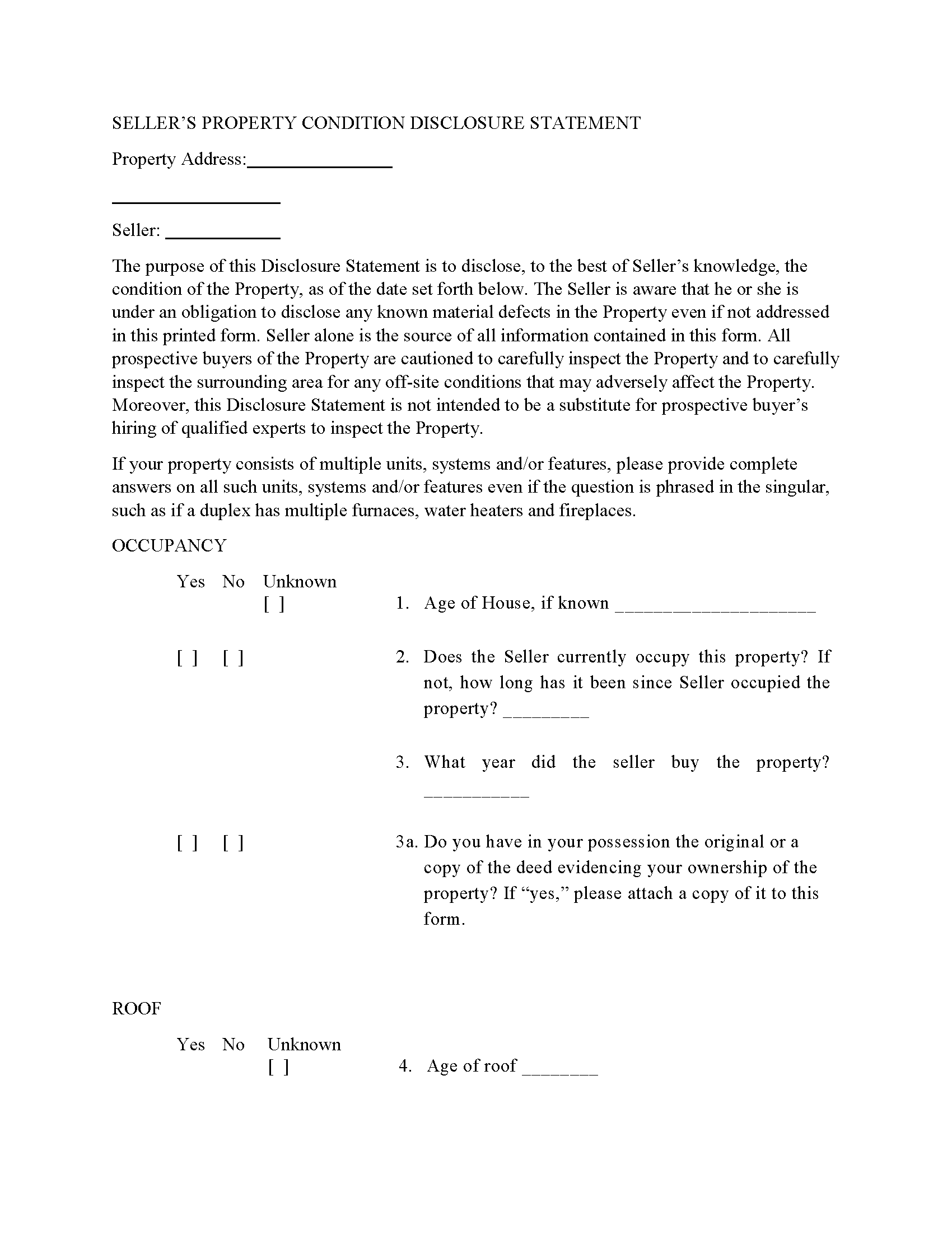 Camden County Property Disclosure Form