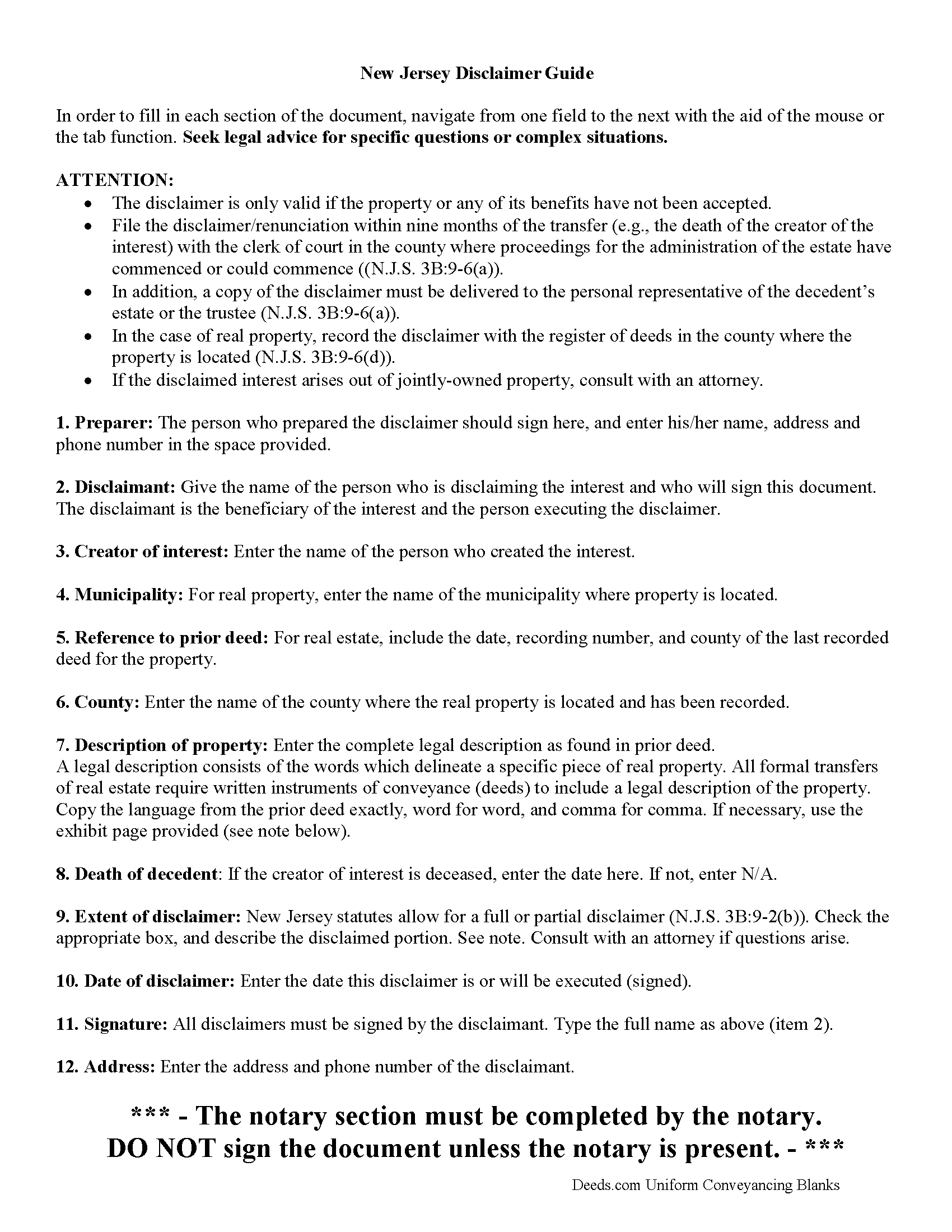 Cumberland County Disclaimer of Interest Guide