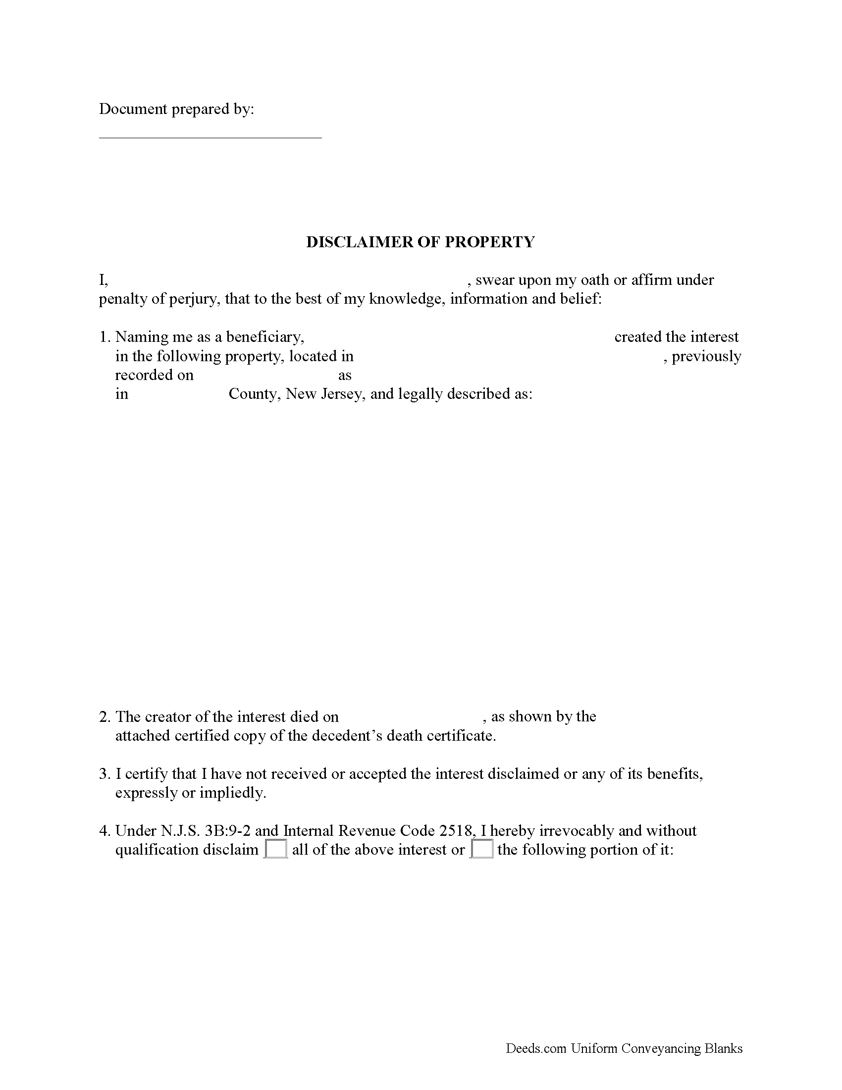 Cumberland County Disclaimer of Interest Form