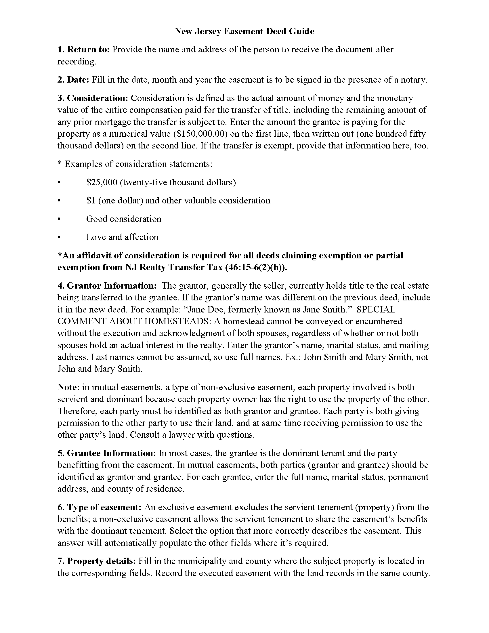 Union County Easement Deed Guide