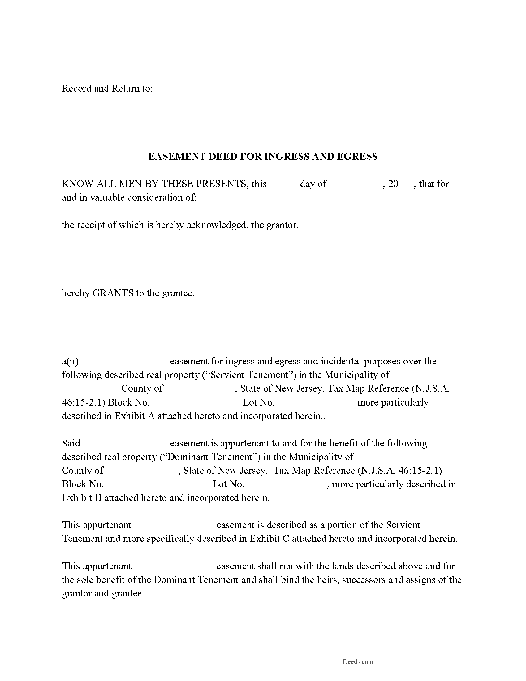 Union County Easement Deed Form