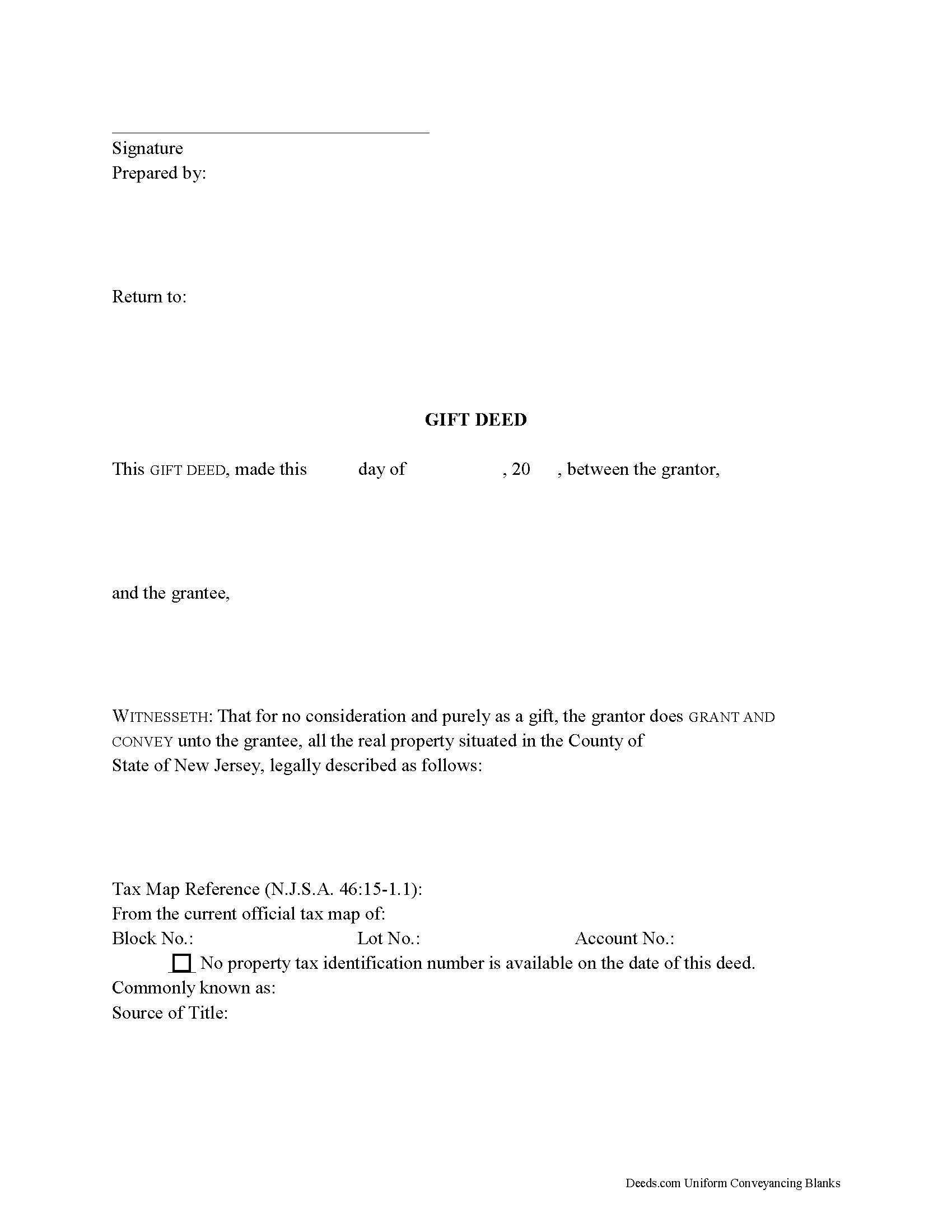 Ocean County Gift Deed Form