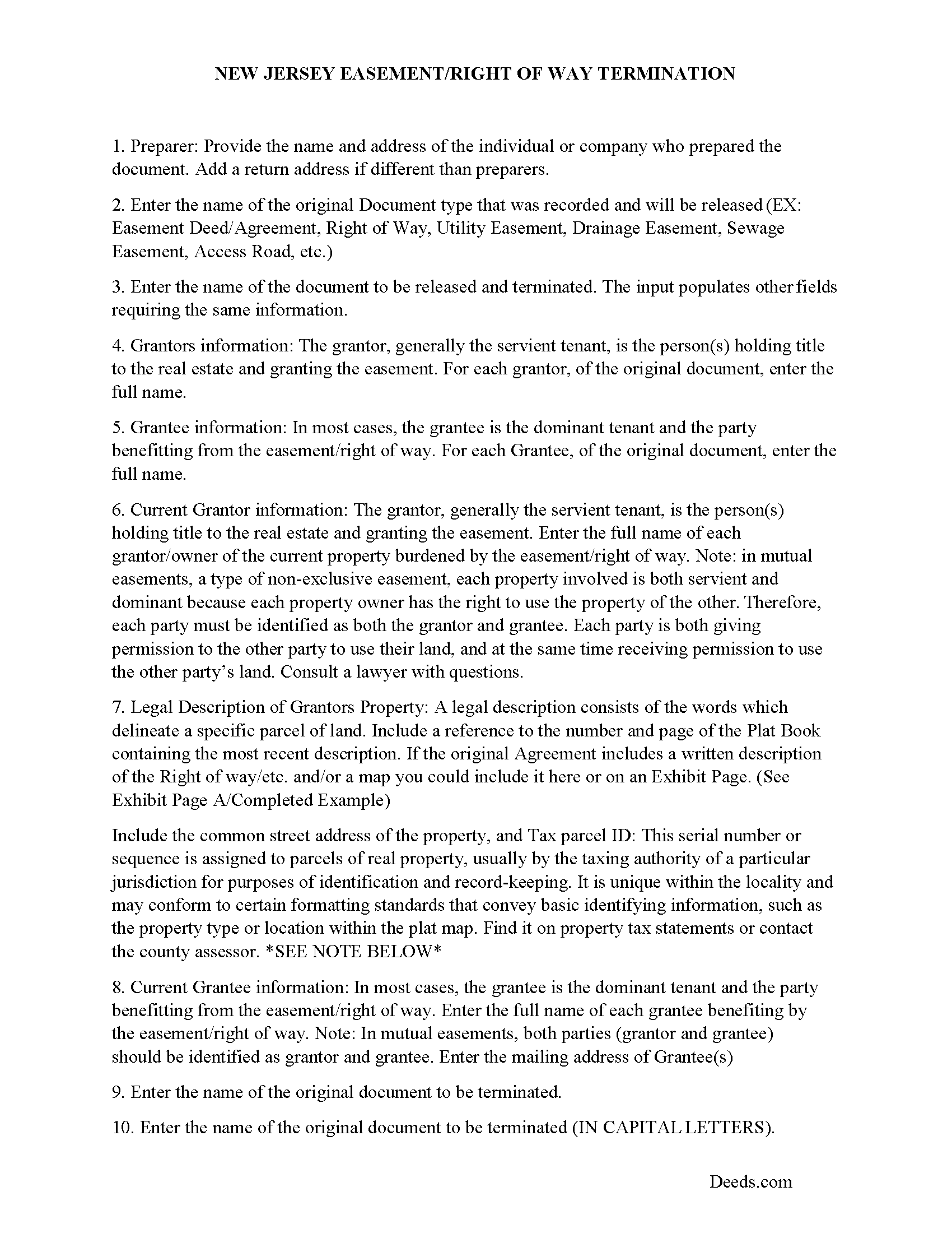 Cumberland County Guidelines for Release of Easement