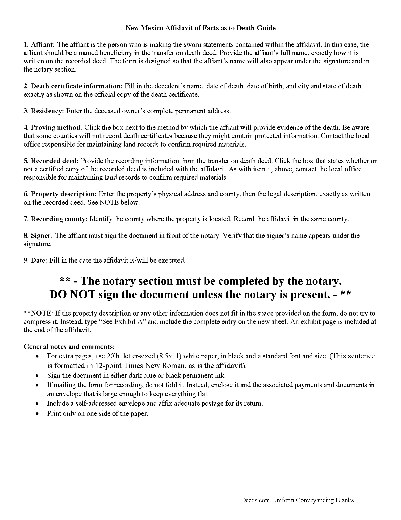 Sierra County Affidavit of Facts Guide