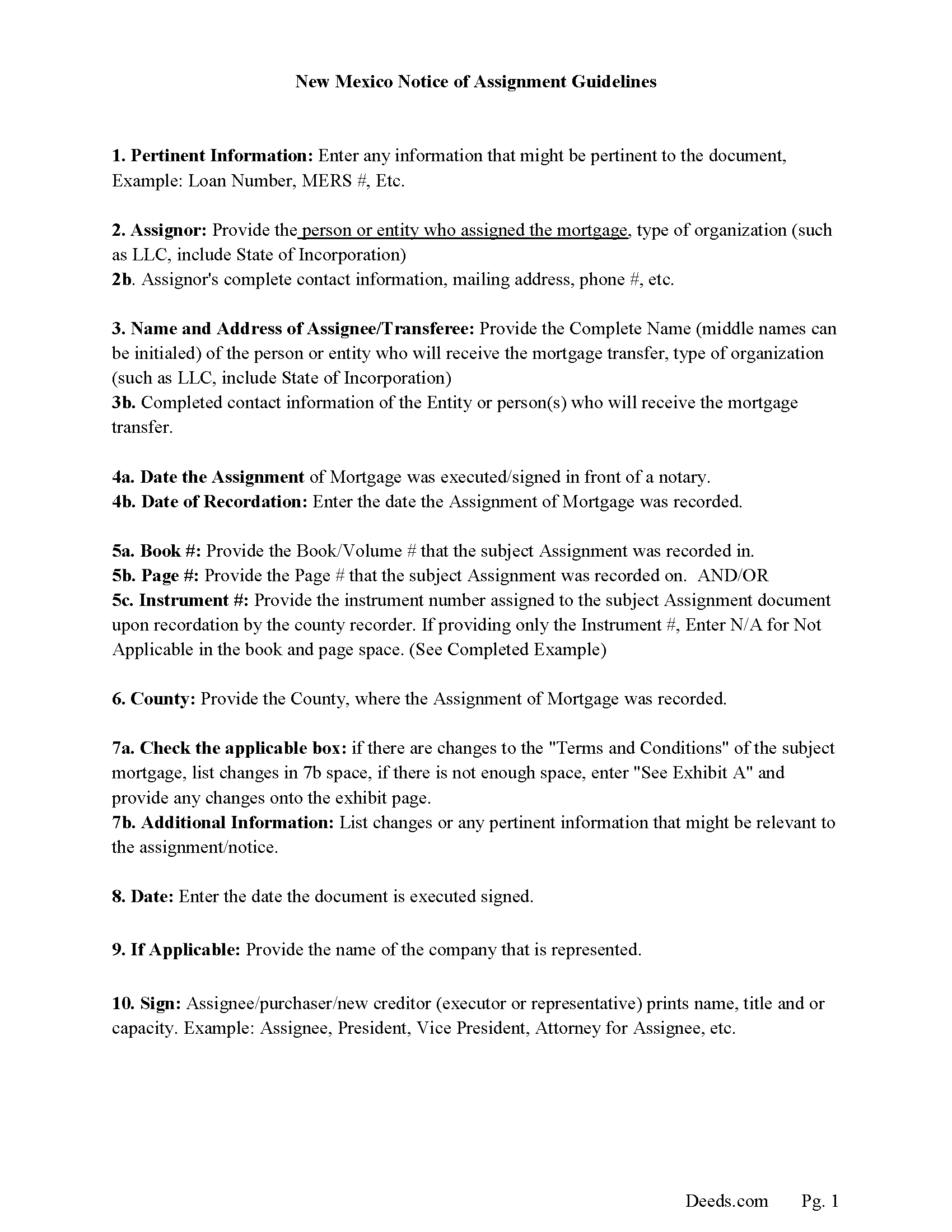 Mckinley County Notice of Assignment Guidelines
