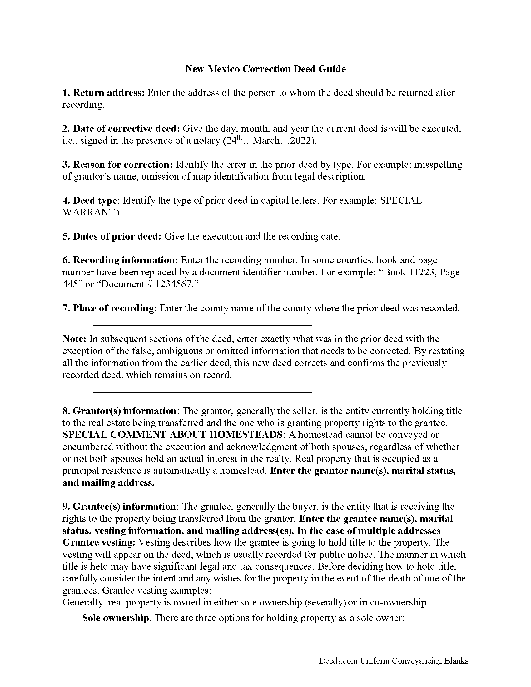Mckinley County Correction Deed Guide