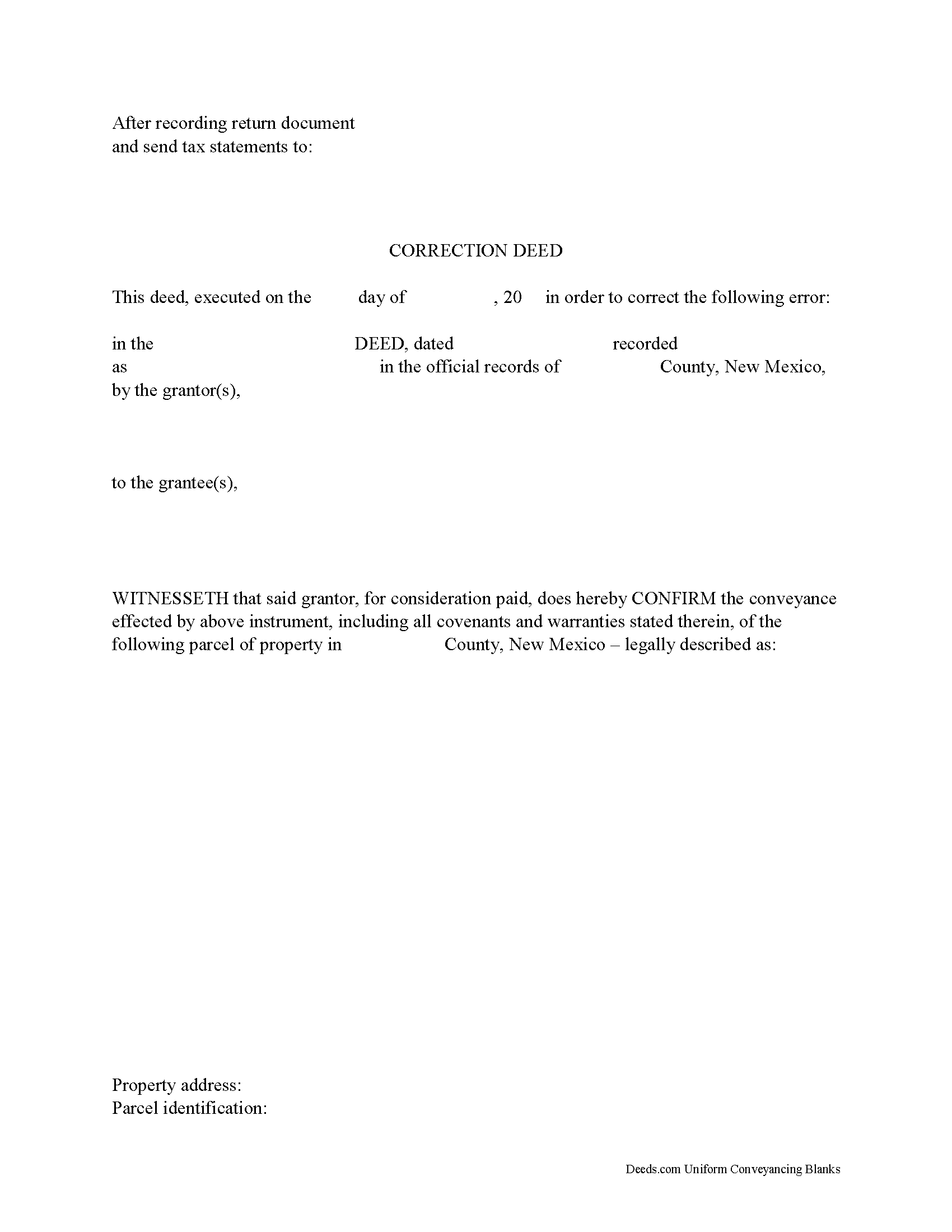 Mckinley County Correction Deed Form