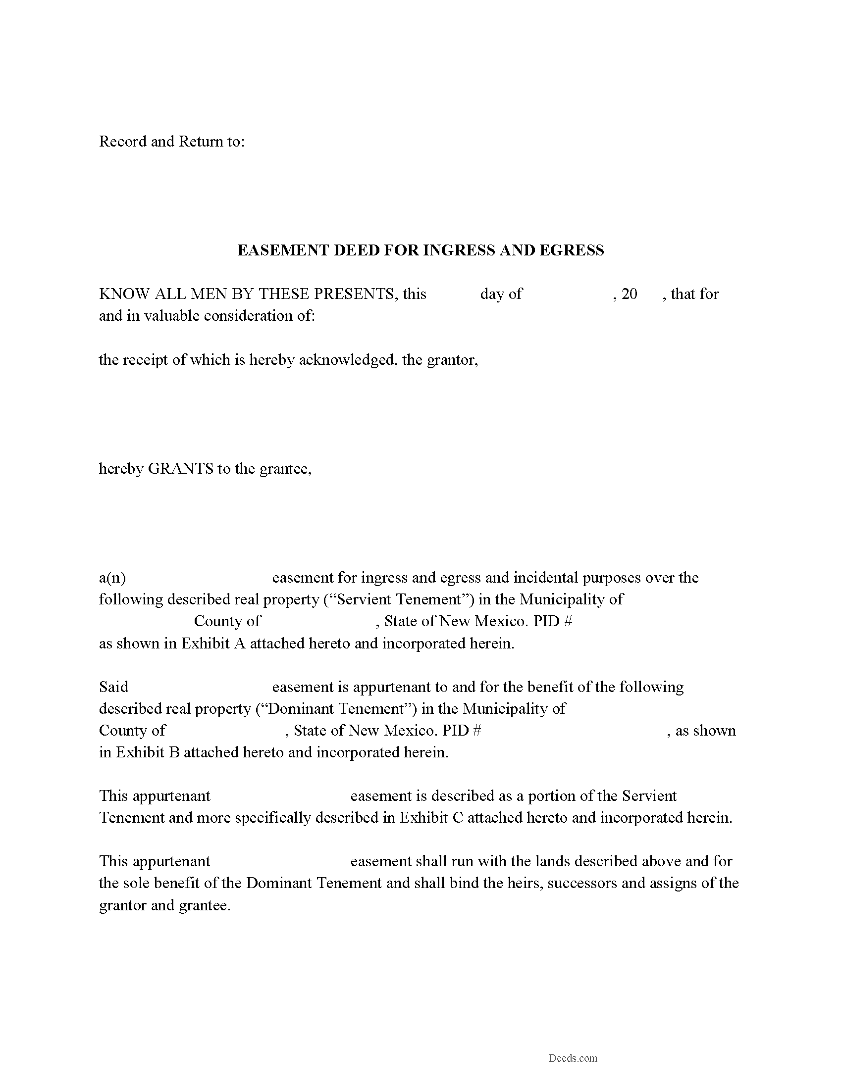 Mckinley County Easement Deed Form
