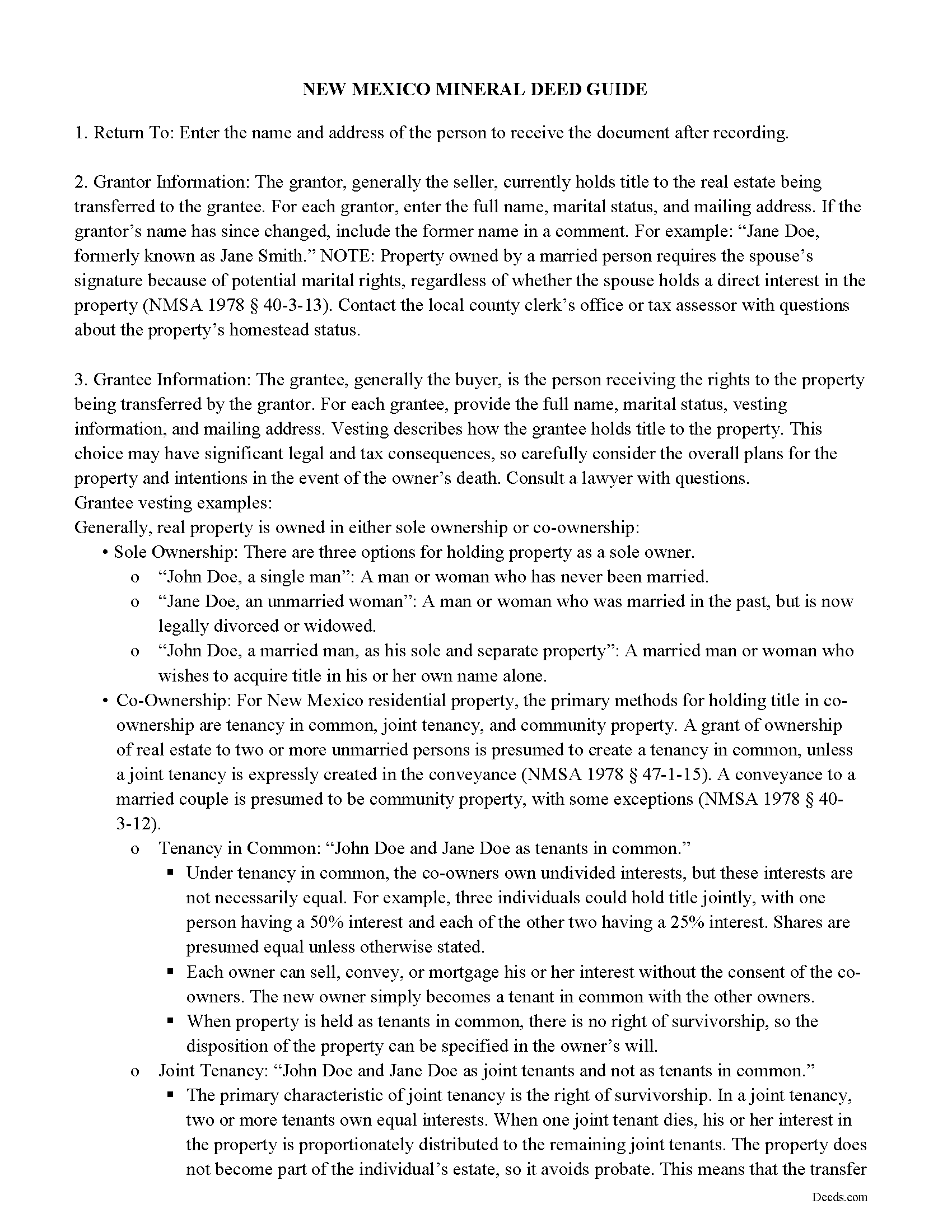 Hidalgo County Guidelines for Mineral Deed