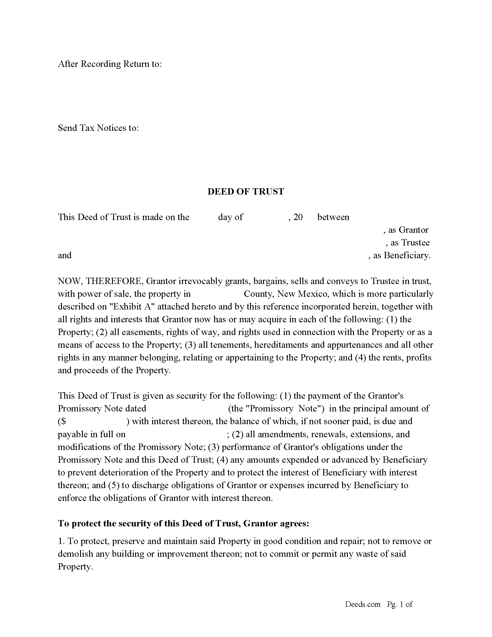 New Mexico Deed of Trust <a href=