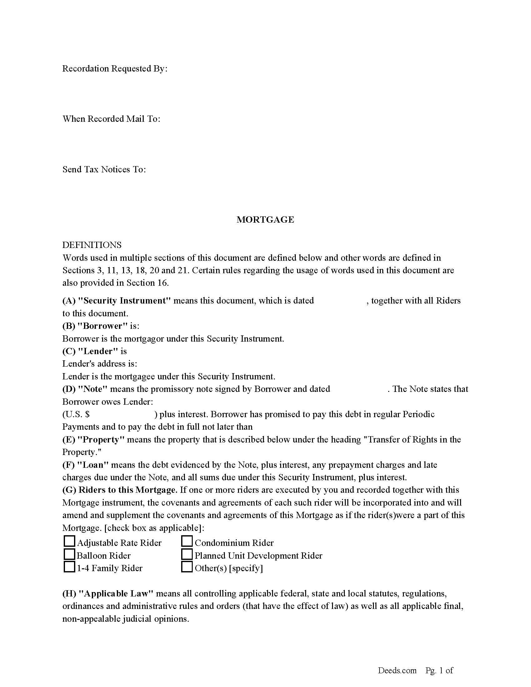 New Mexico Mortgage Secured by Promissory Note Image