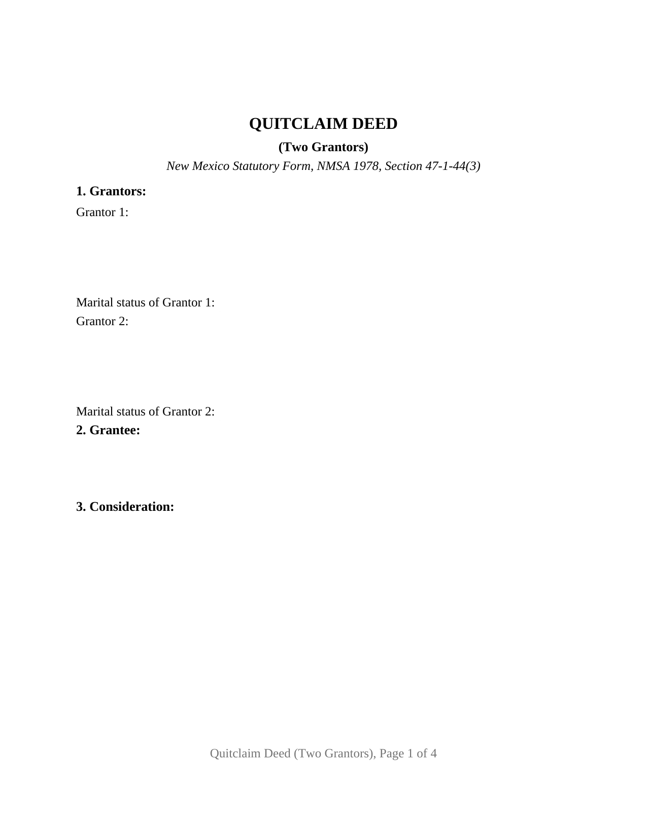 New Mexico Quitclaim Deed (Two Grantors)