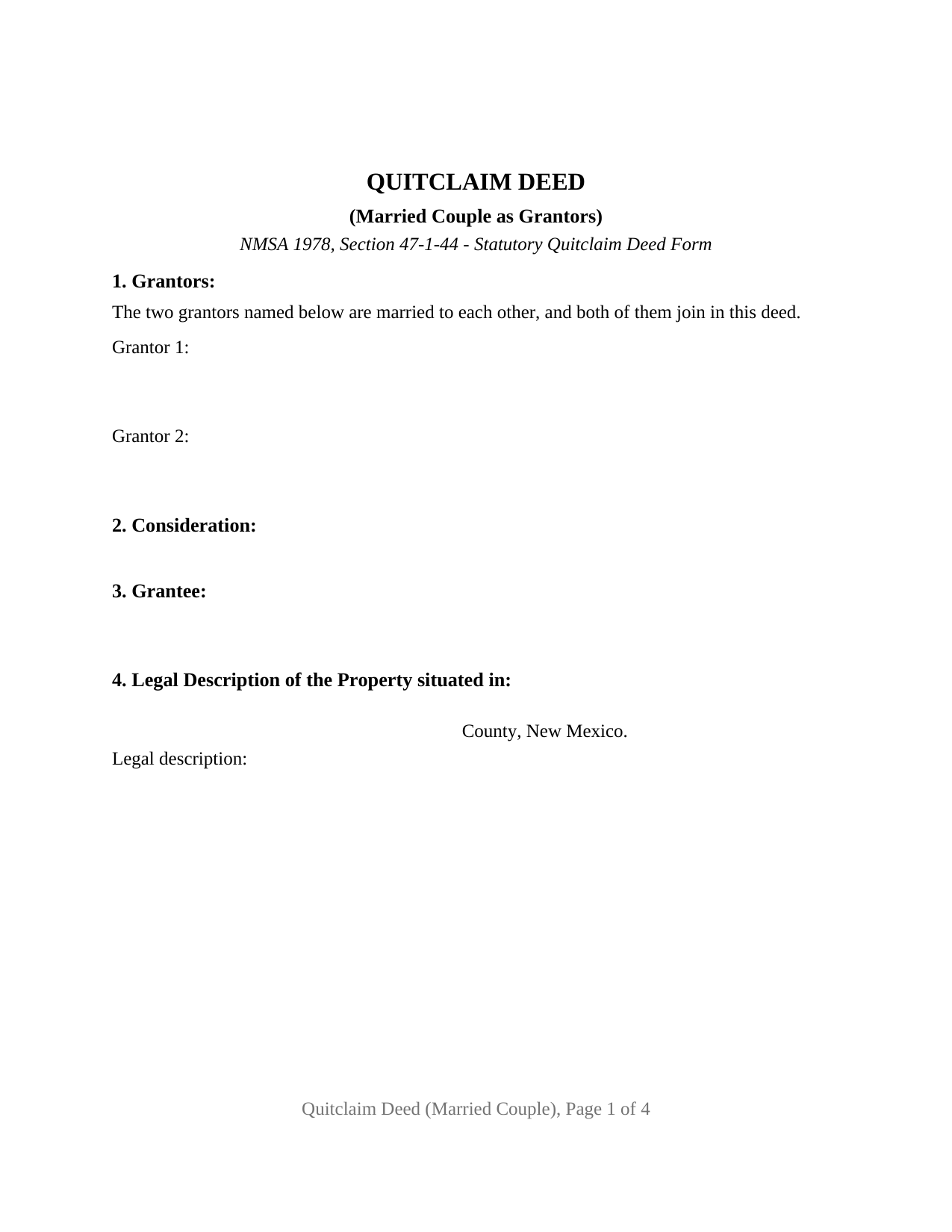 New Mexico Quitclaim Deed (Married Couple as Grantors)