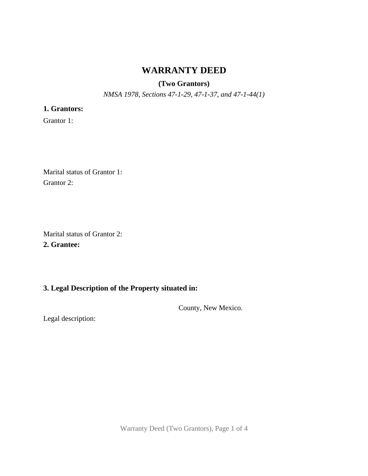 New Mexico Warranty Deed (Two Grantors)