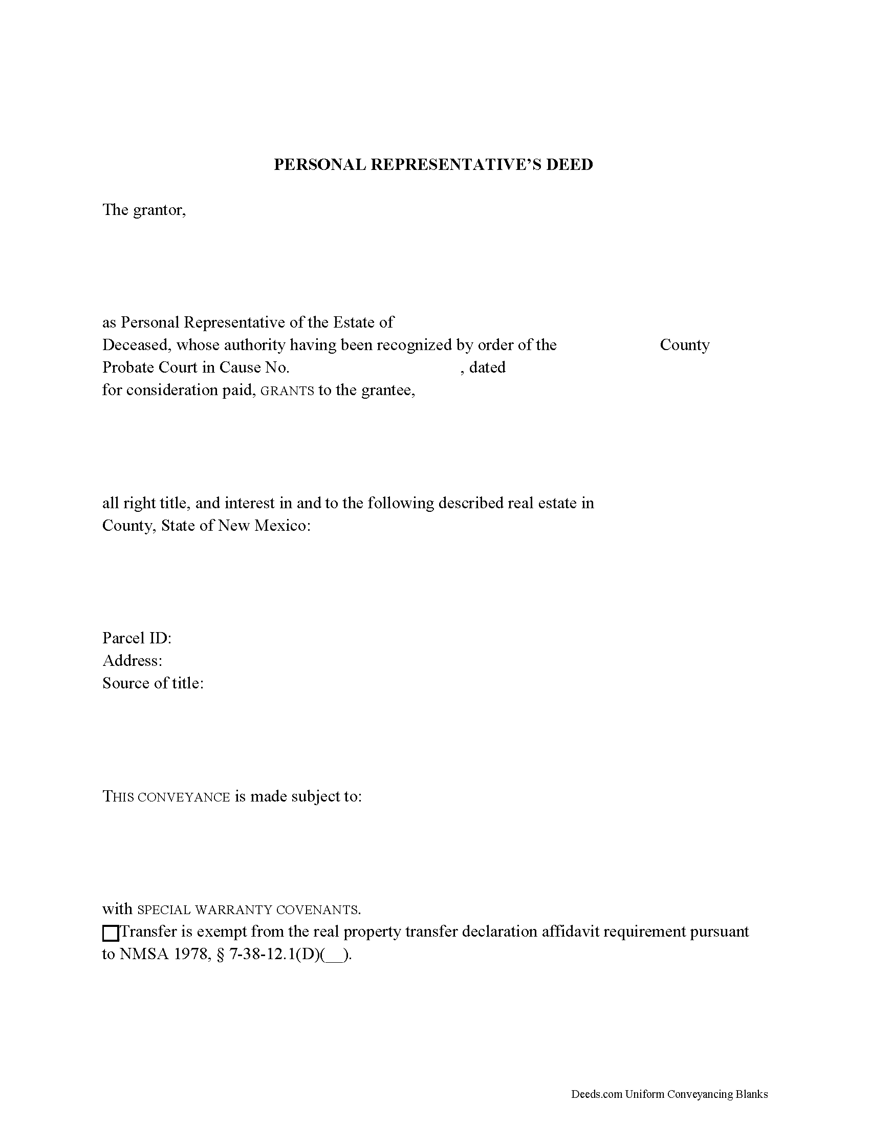 Personal Representative Deed Form