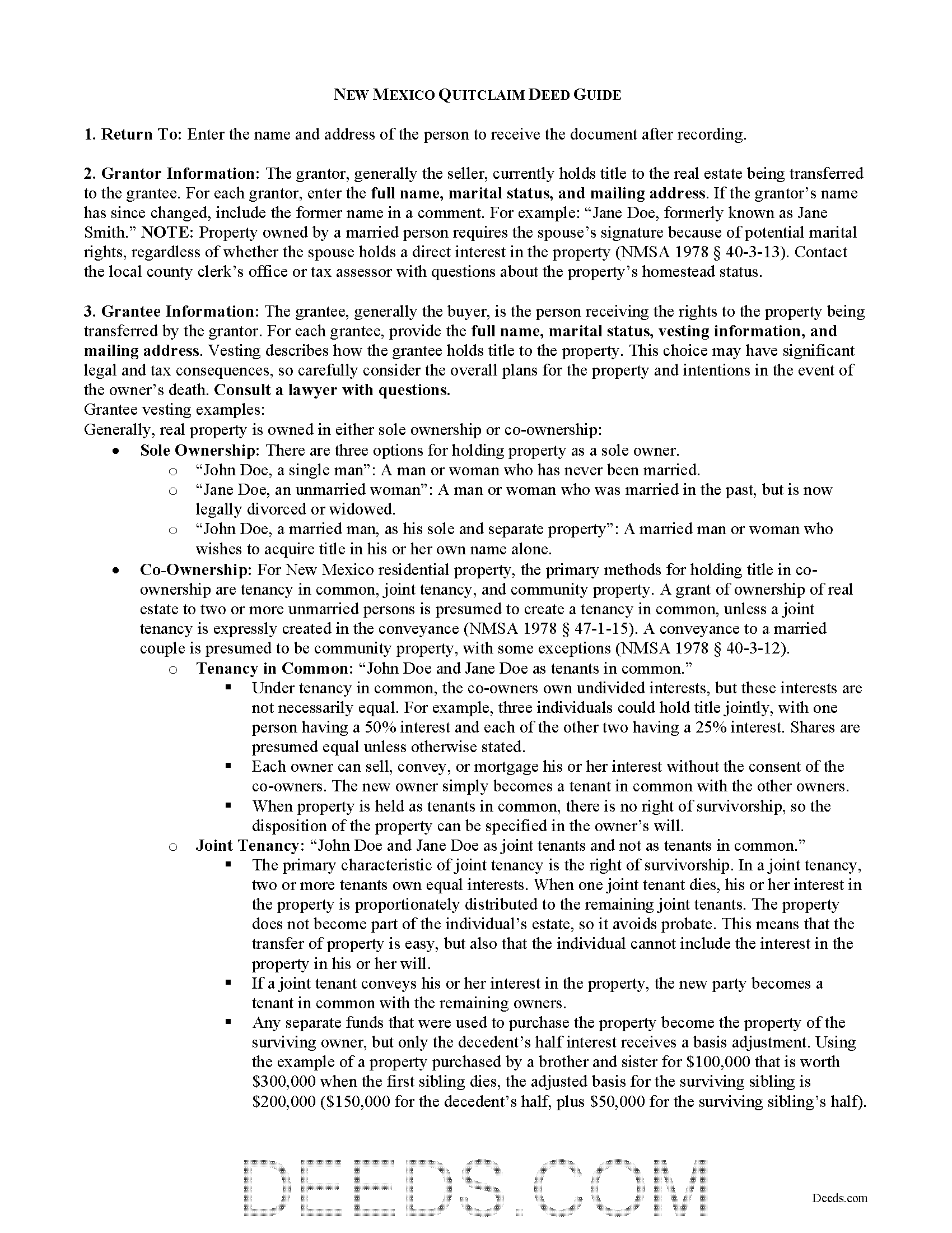 Colfax County Quitclaim Deed Guide