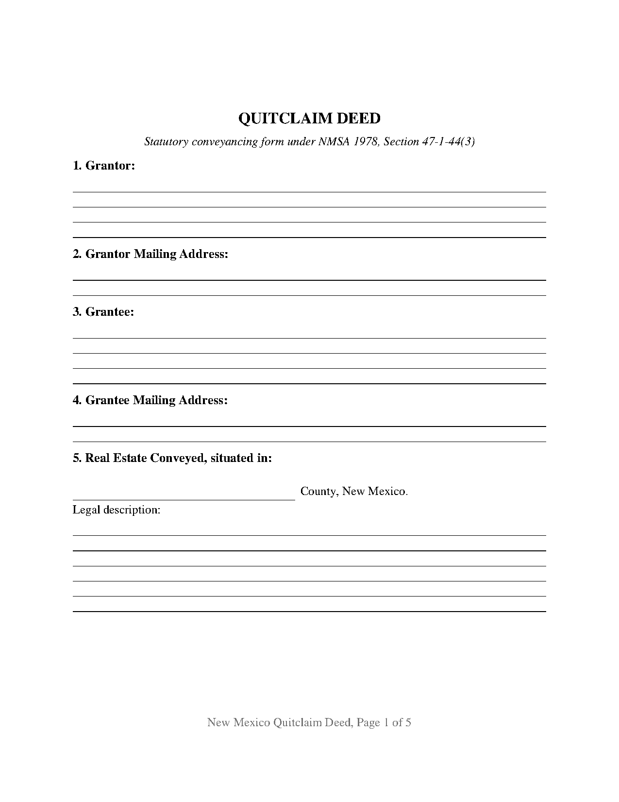 Grant County Quitclaim Deed Form