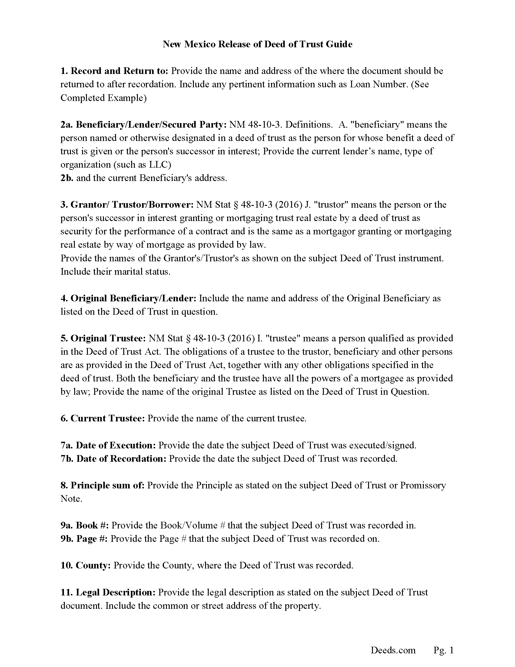 Mckinley County Release Guidelines