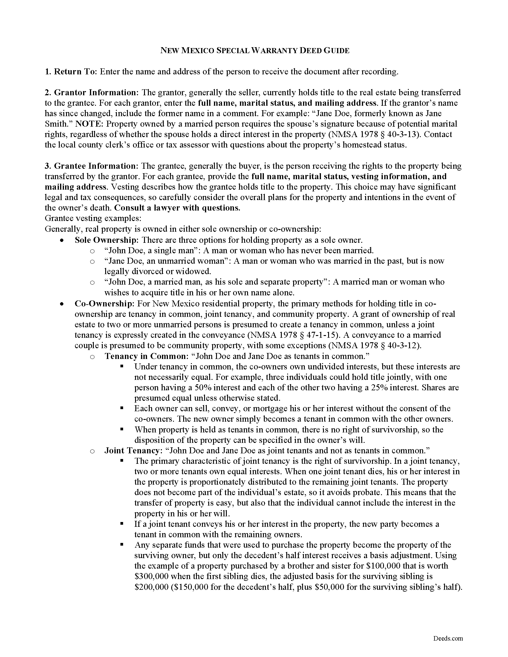Sierra County Special Warranty Deed Guide