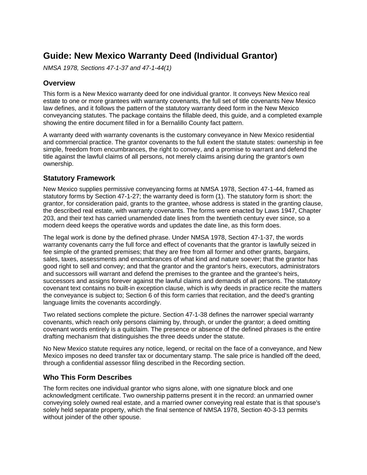 Torrance County Warranty Deed Guide