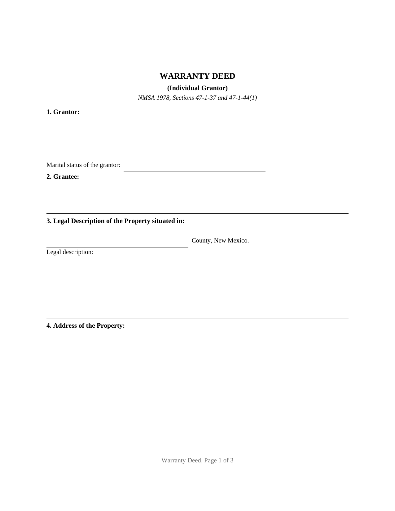 Torrance County Warranty Deed Form
