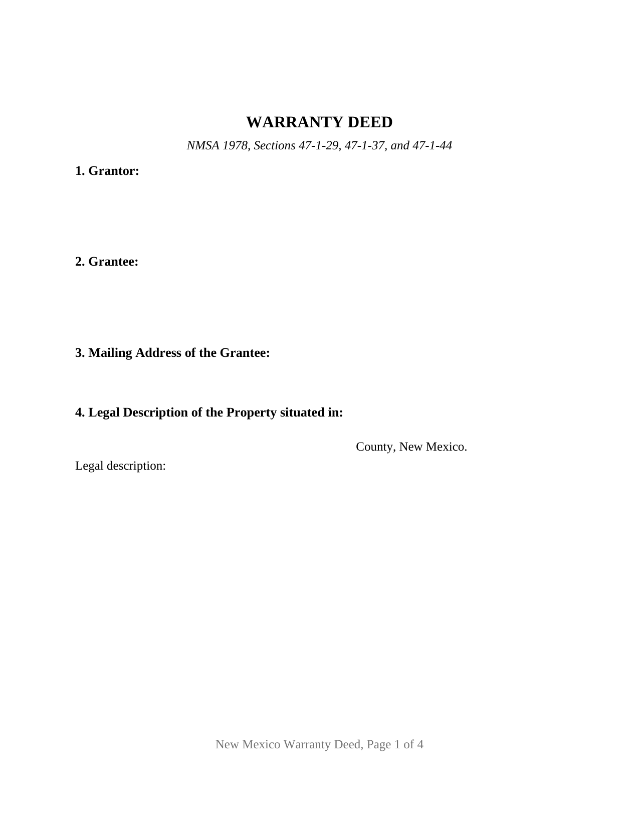 Mckinley County Warranty Deed Form