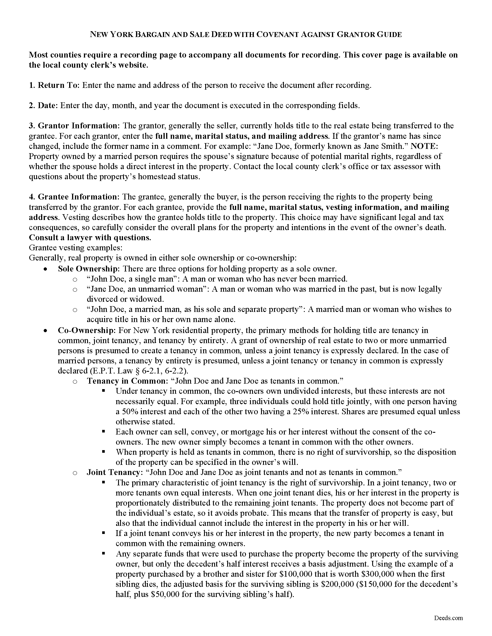 Franklin County Bargain and Sale Deed with Covenants Guide