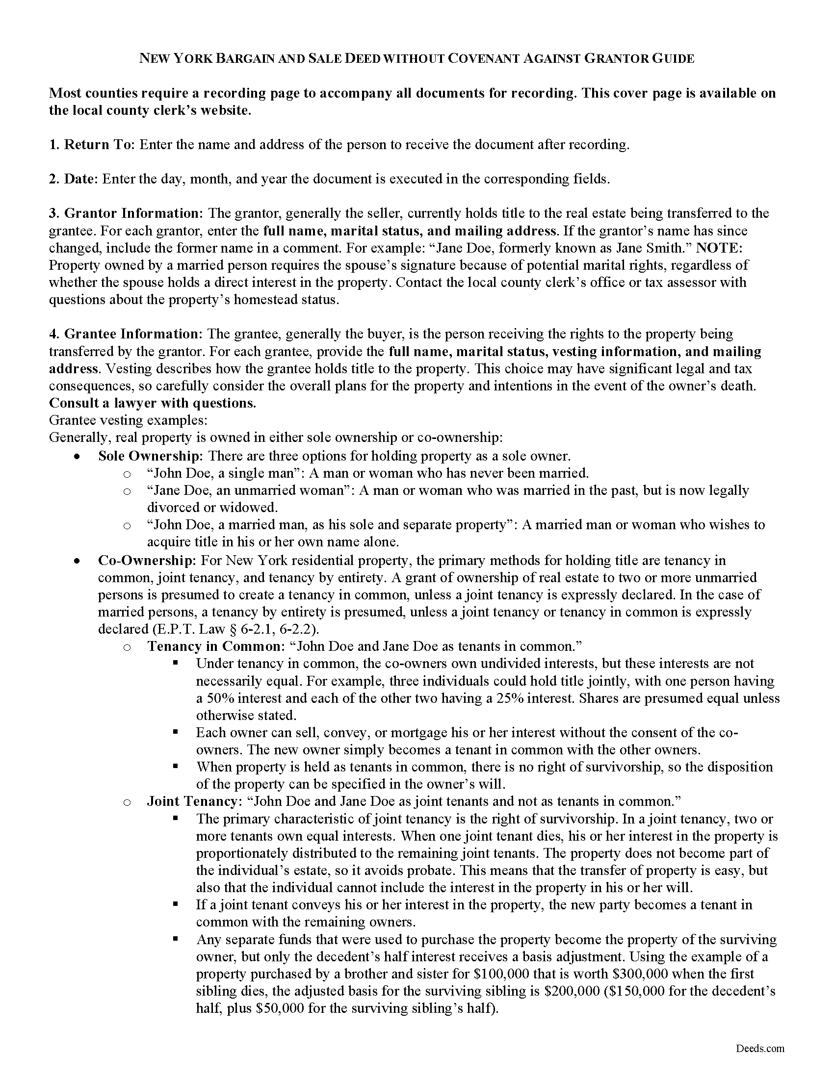 Washington County Bargain and Sale Deed Without Covenants Guide