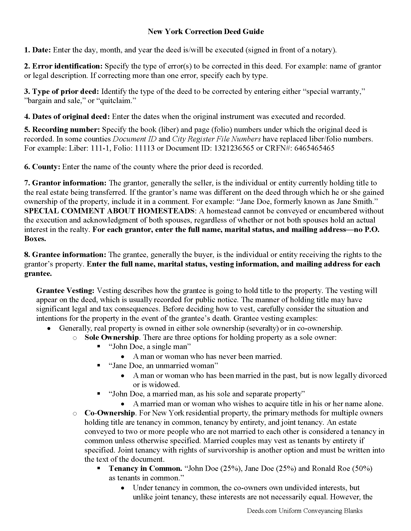 Washington County Correction Deed Guide